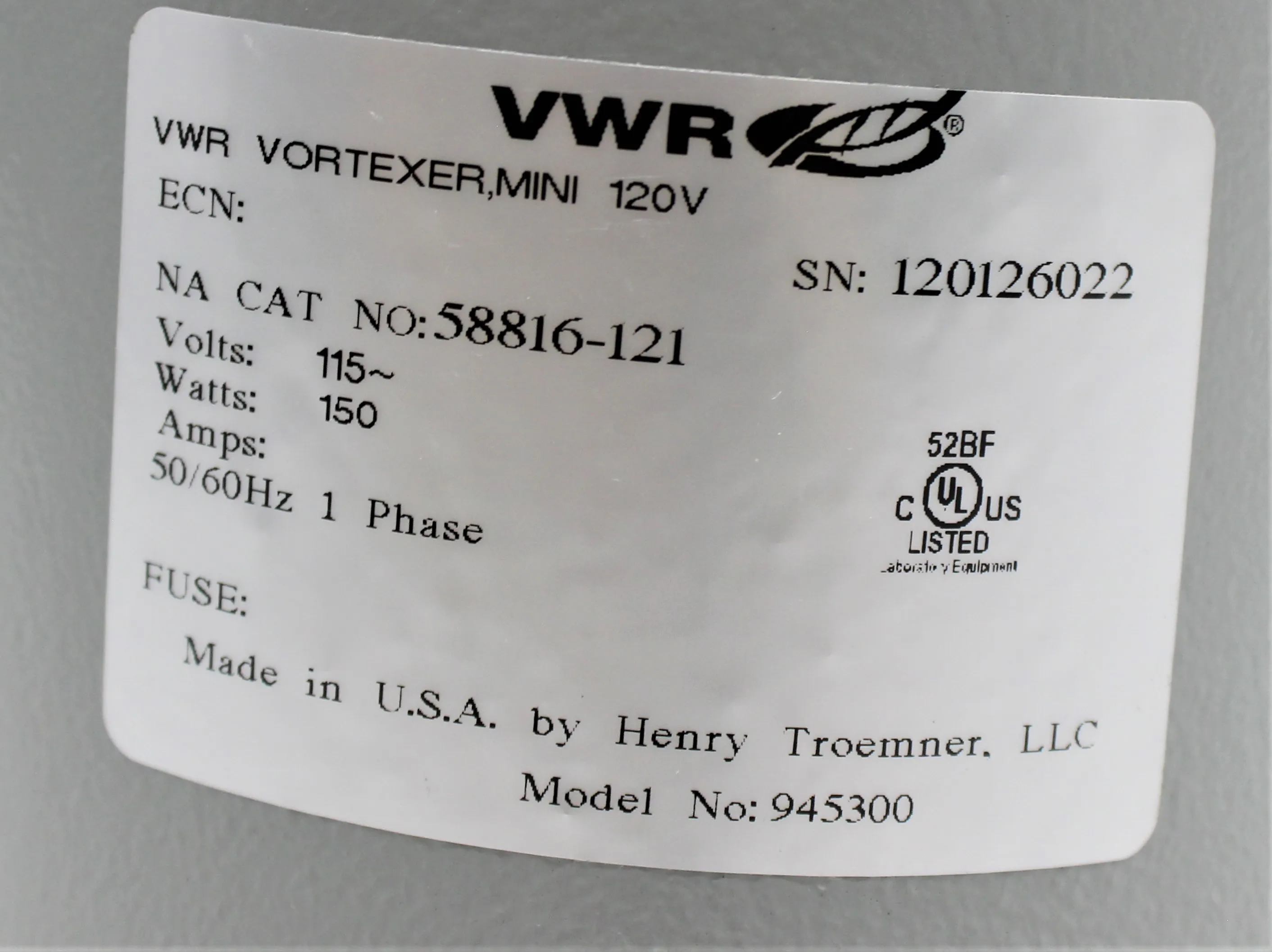 VWR Scientific Standard Mini Vortexer Cat No. 58816-121