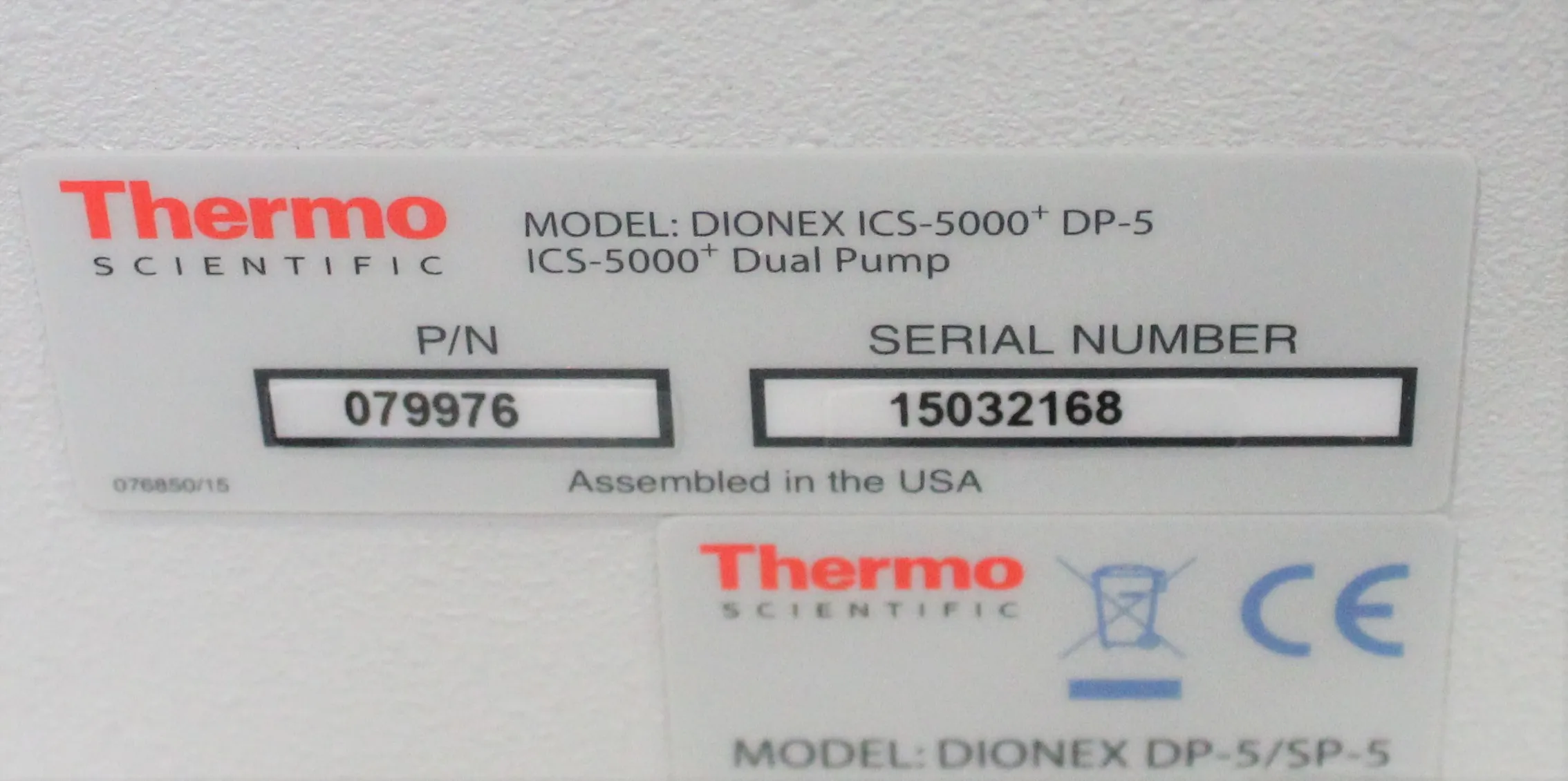 Thermo Fisher Dionex ICS-5000 DP-5 Dual Piston PEEK Pump