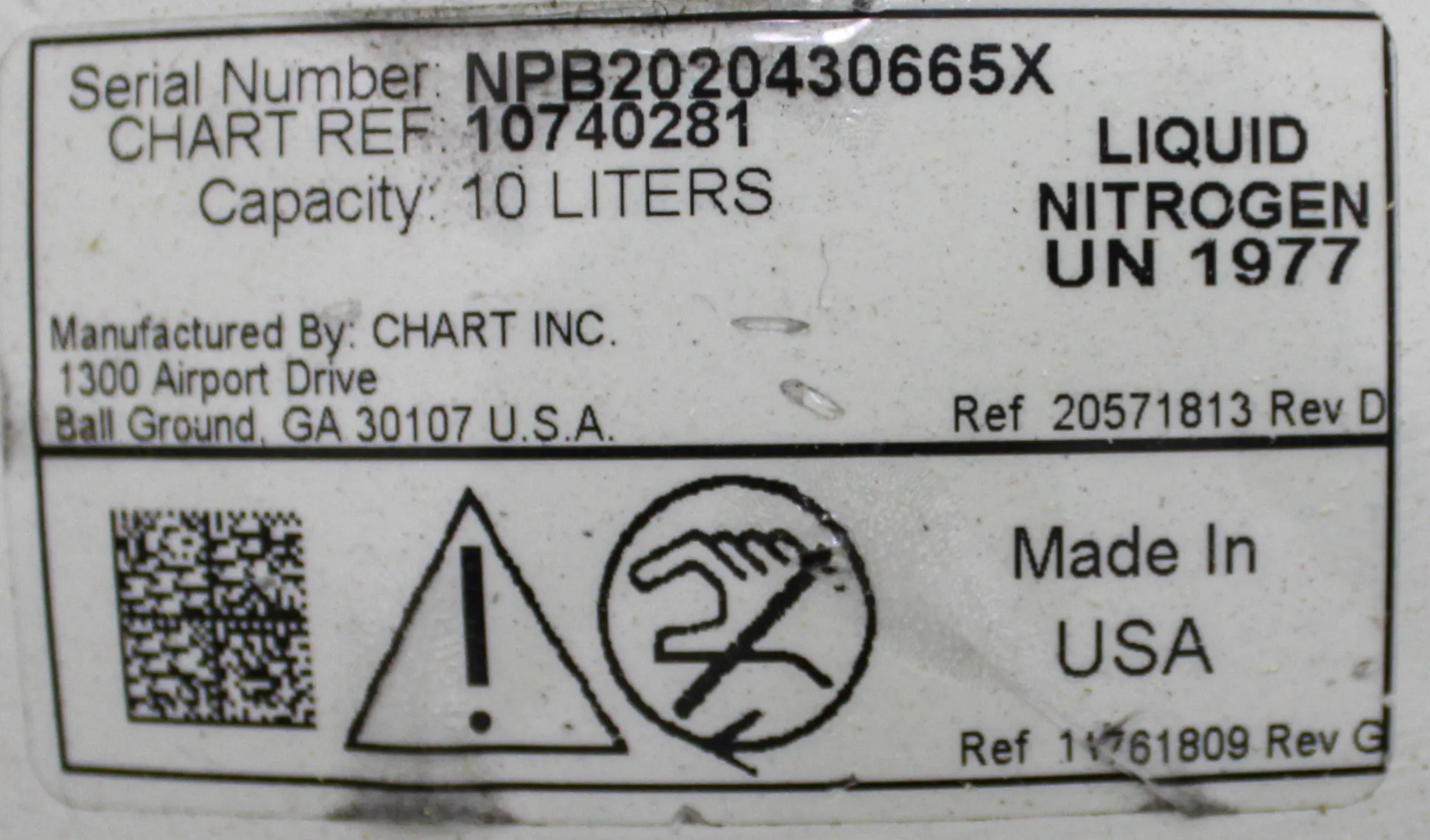 Chart MVE Lab 10 Cryogenic Dewar Liquid Nitrogen Storage Tank