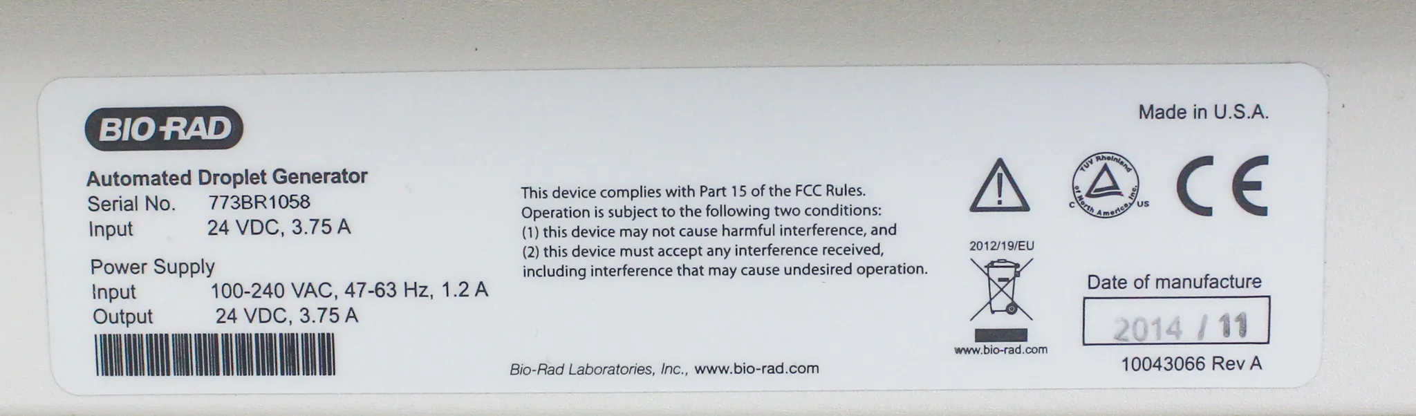 BIO RAD QX200 AutoDG Droplet Digital PCR System