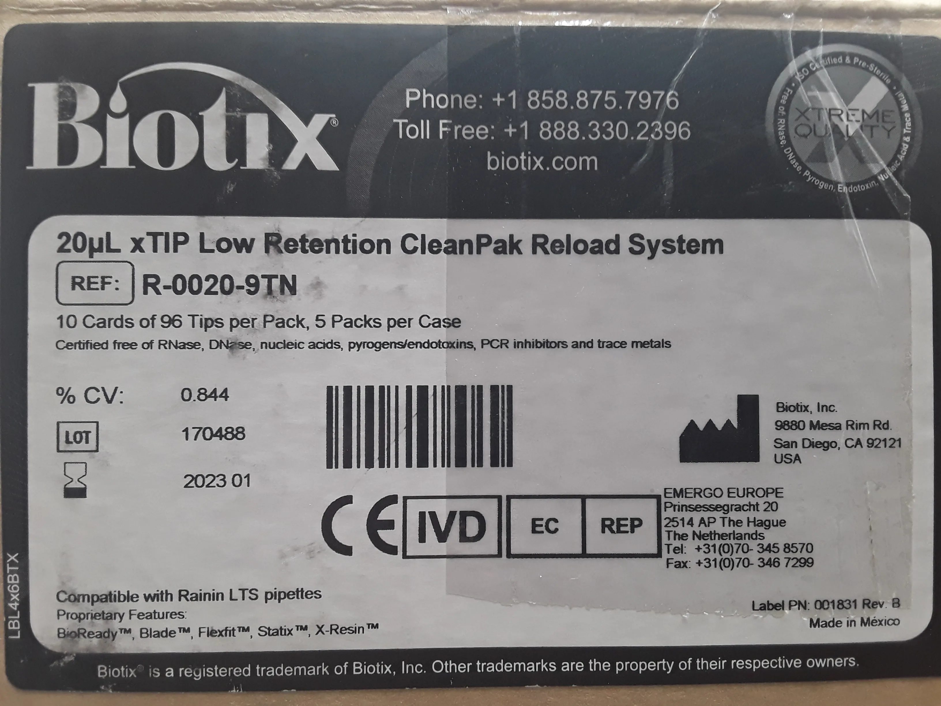 20ul xTIP Low Retention CleanPak Reload System