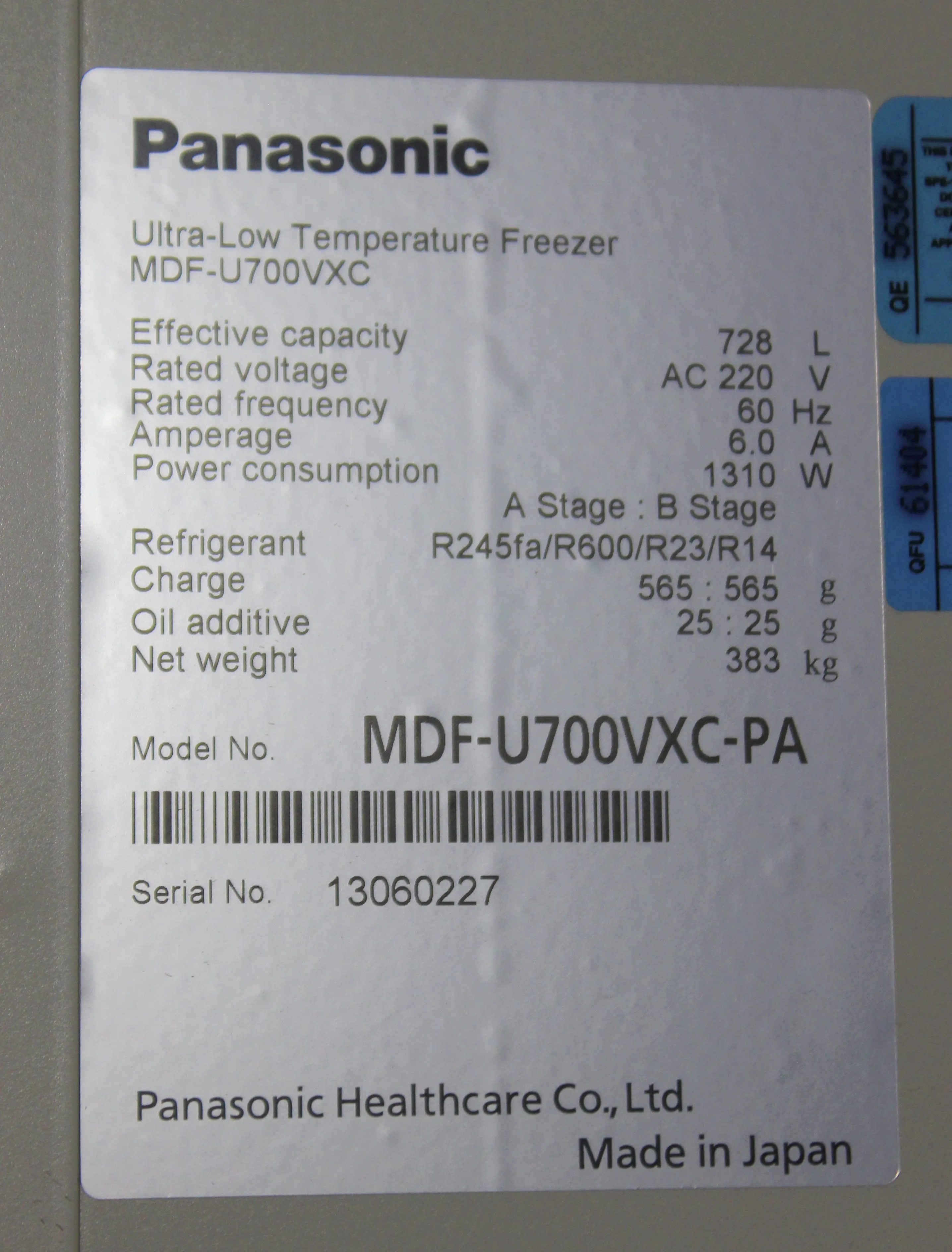 Panasonic MDF-U700VXC-PA Twin Guard -86 °C Ultra-Low Temperature Freezer