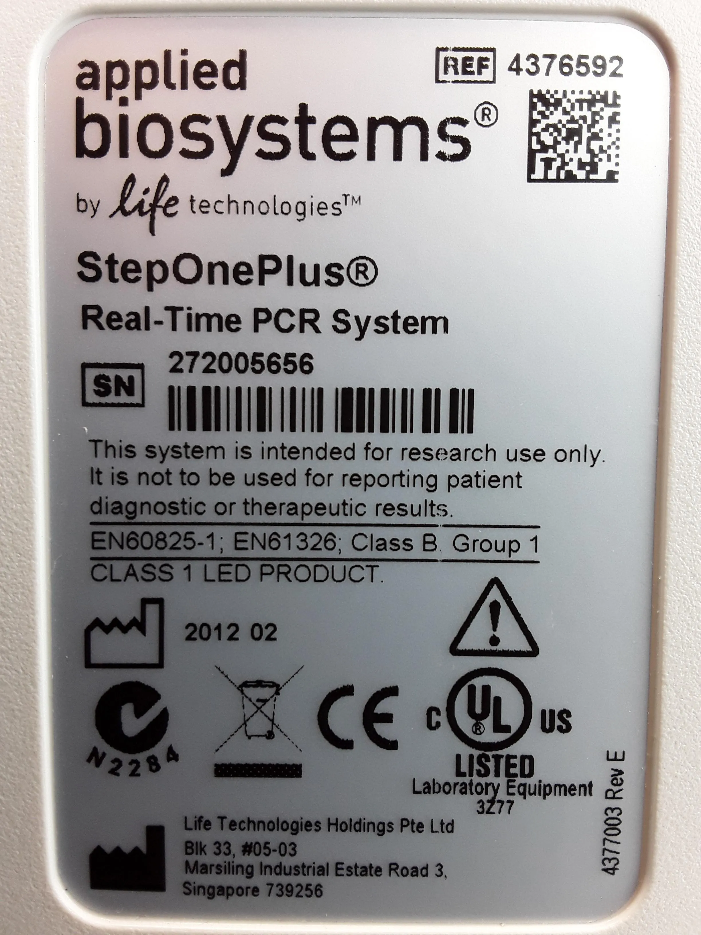 Applied Biosystems StepOne Plus Real-Time PCR System 272005656