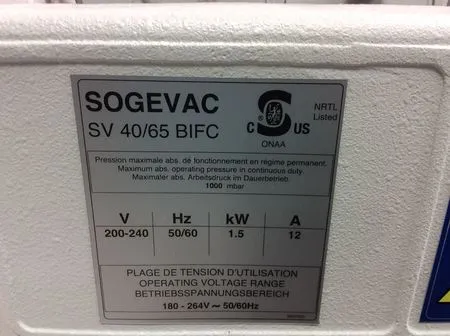 Sogevac SV65 BI FC Vacuum Pump - Used Laboratory Equipment