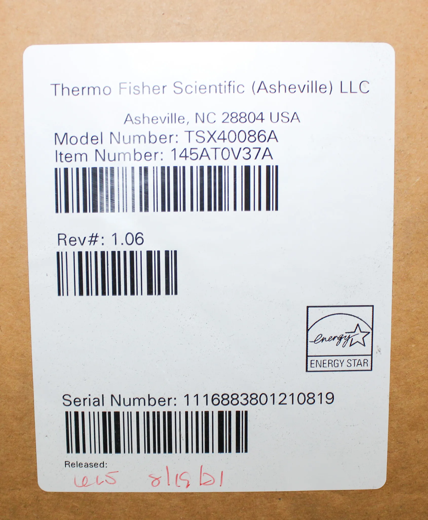 Thermo TSX 400 Box Capacity Ultra Low Temperature Freezer Model TSX40086A