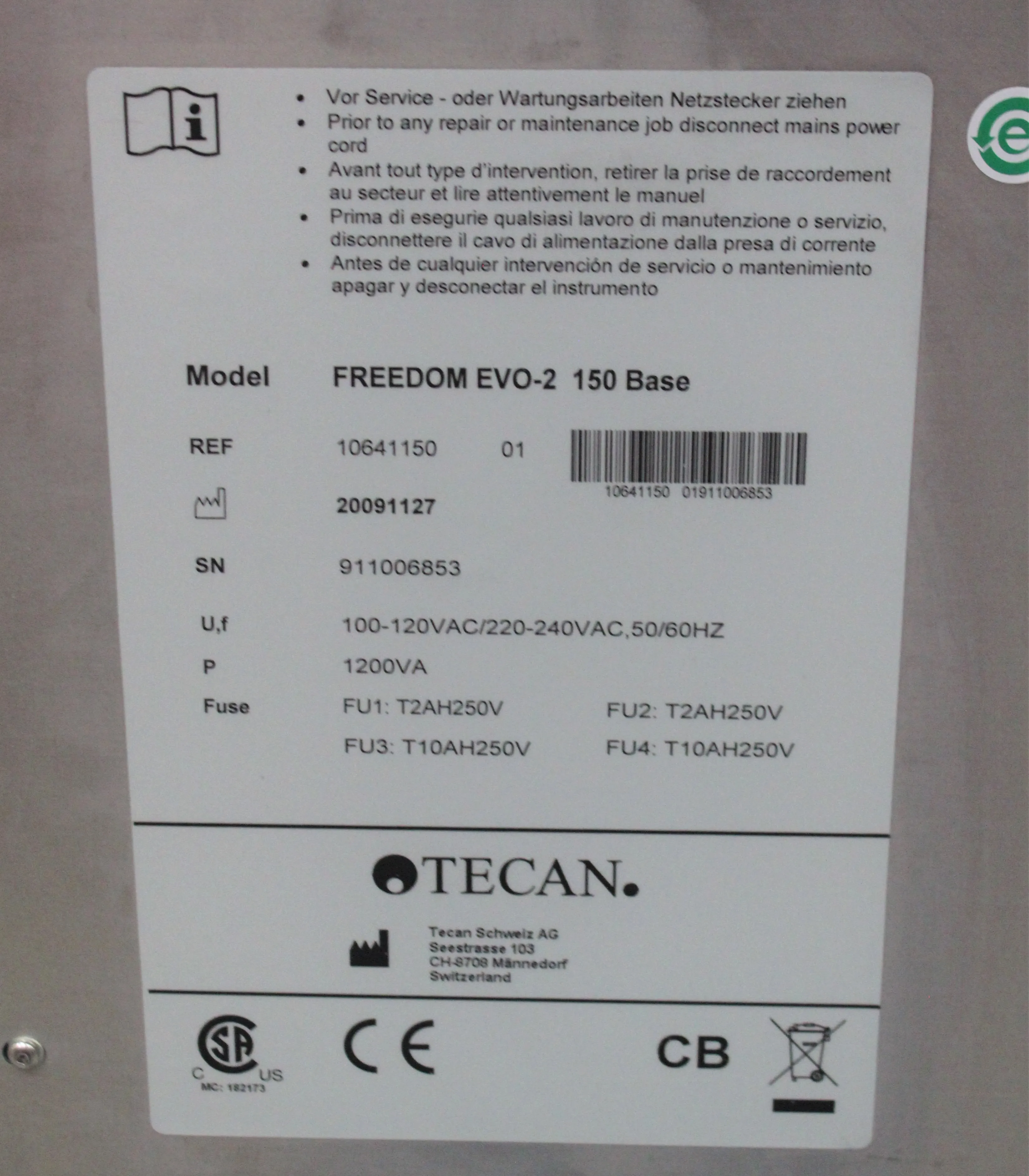 TECAN Freedom EVO-2 150 Automated Liquid Handler Lab Equipment