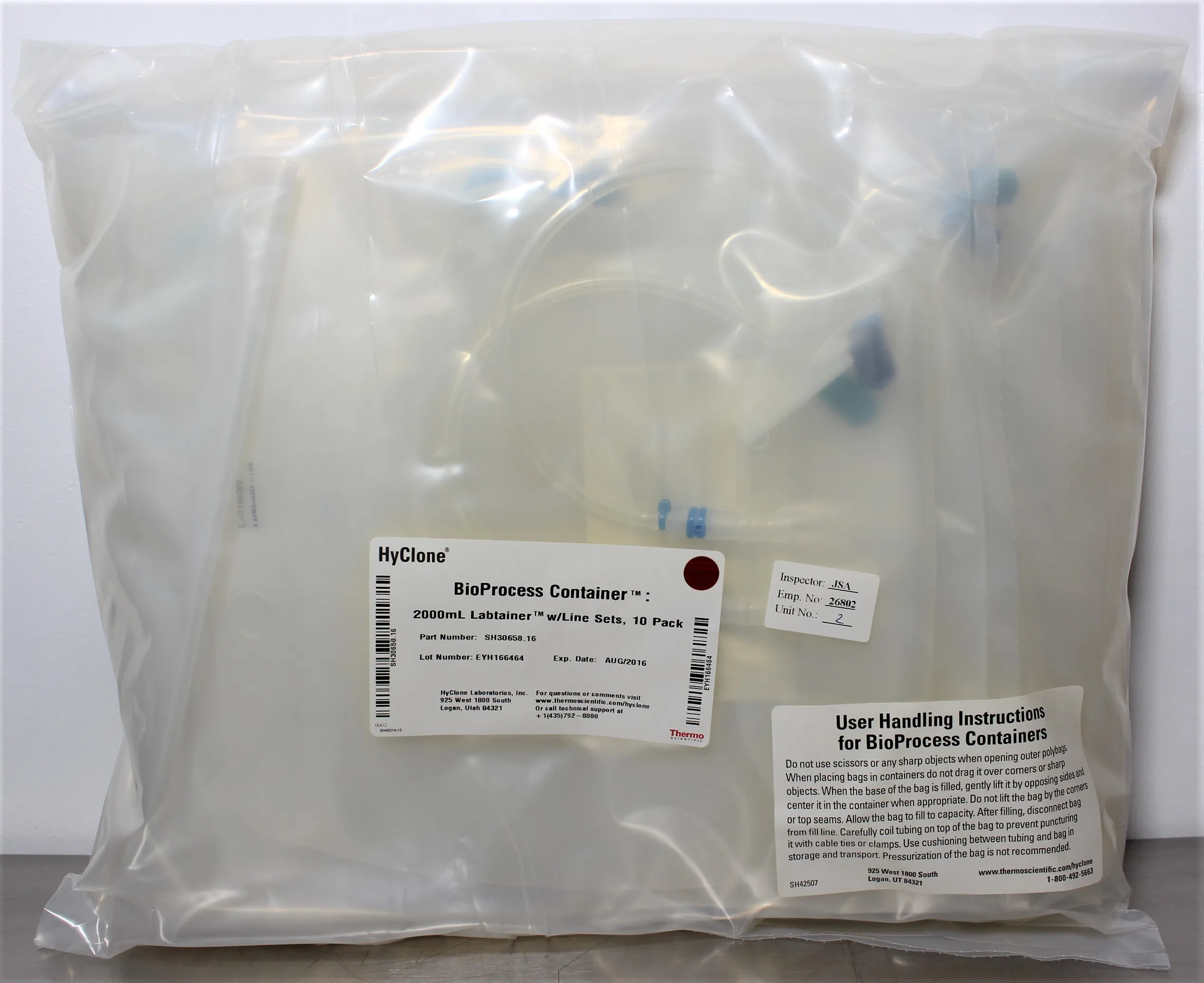 Thermo Scientific Hyclone BioProcess Container 2000mL Labtainer SH30658.16