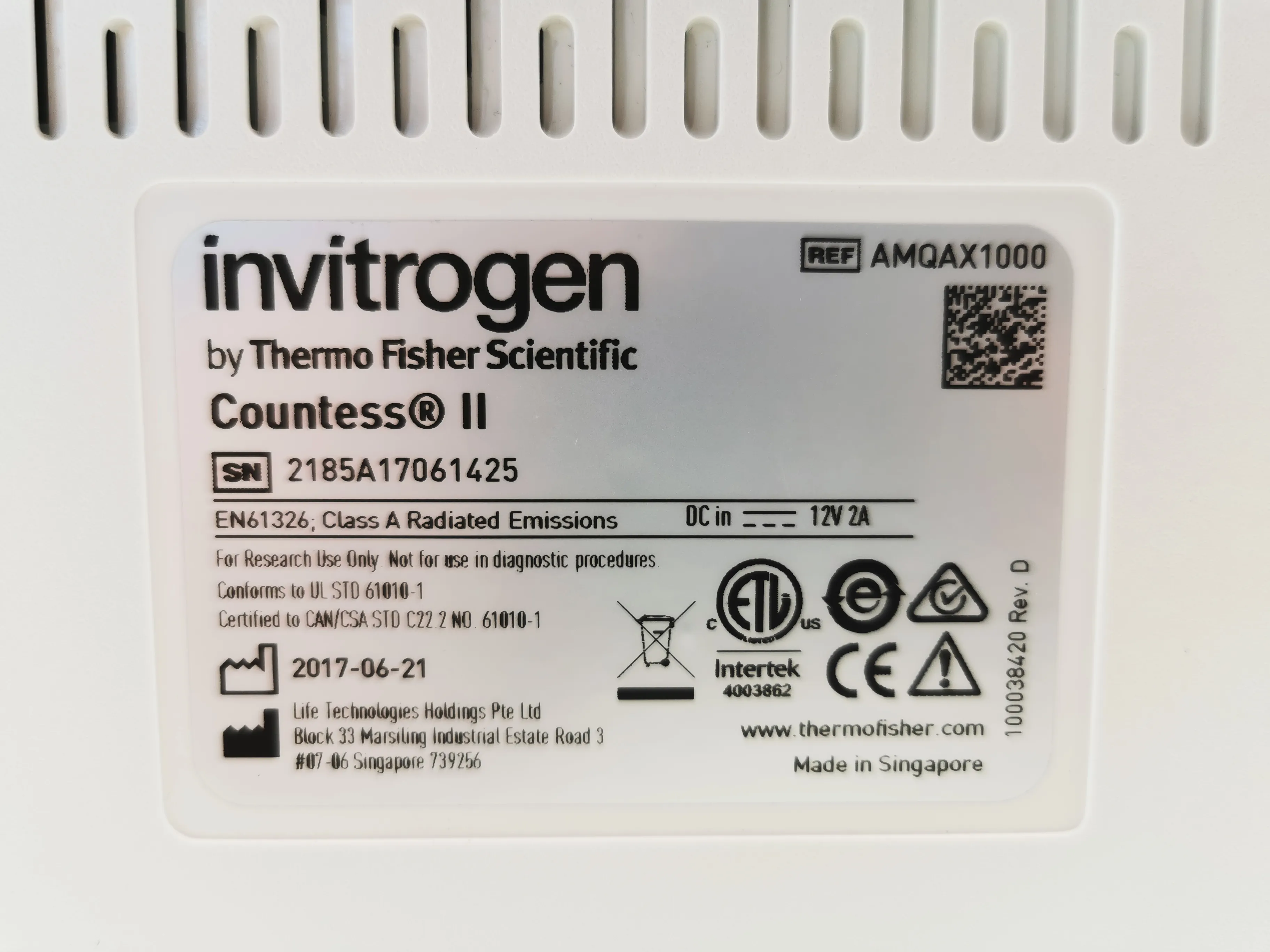 Invitrogen Countess II Automated Cell Counter AMQAX1000R