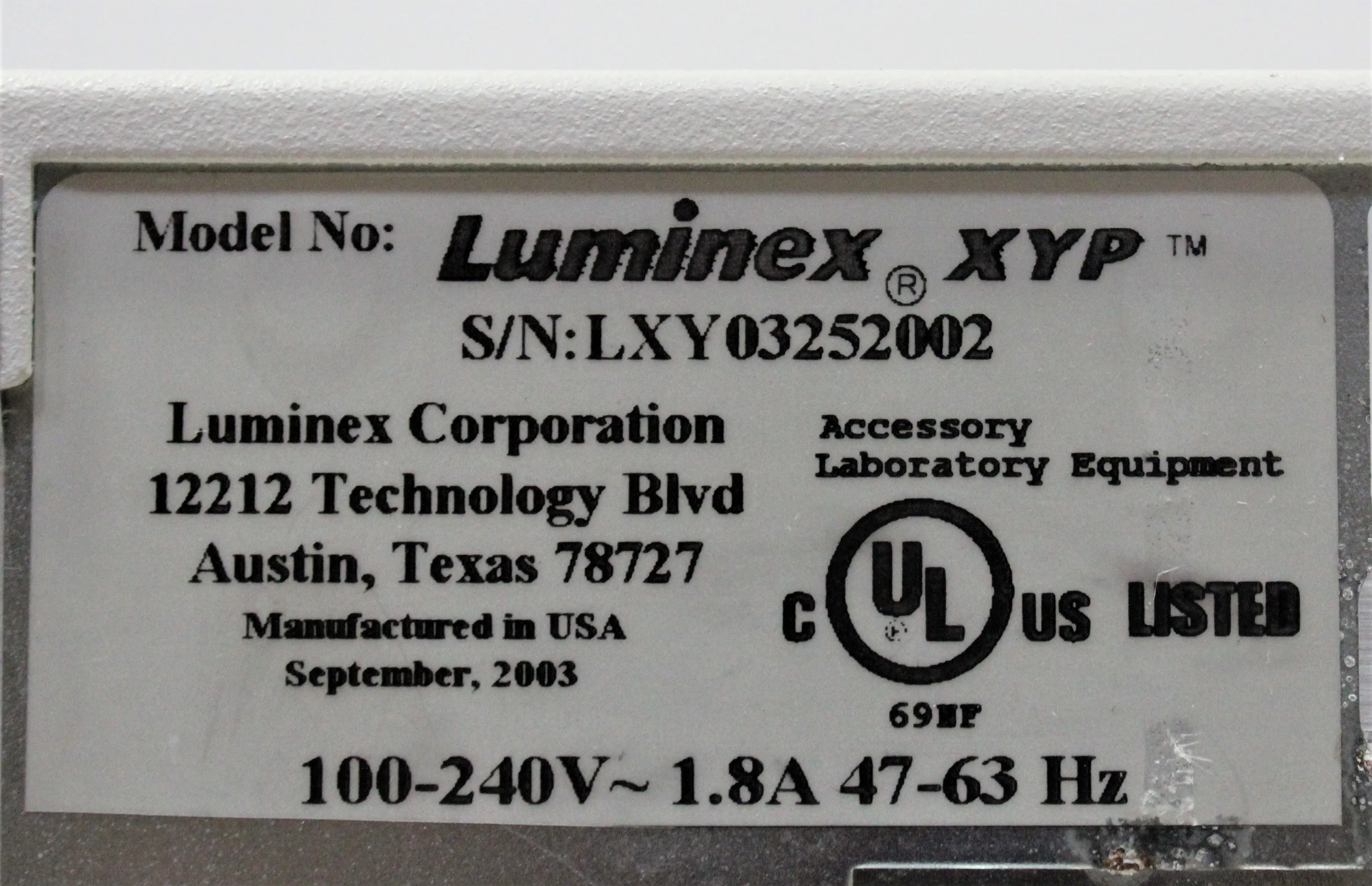 Luminex XYP Liquid Array Analyzer System