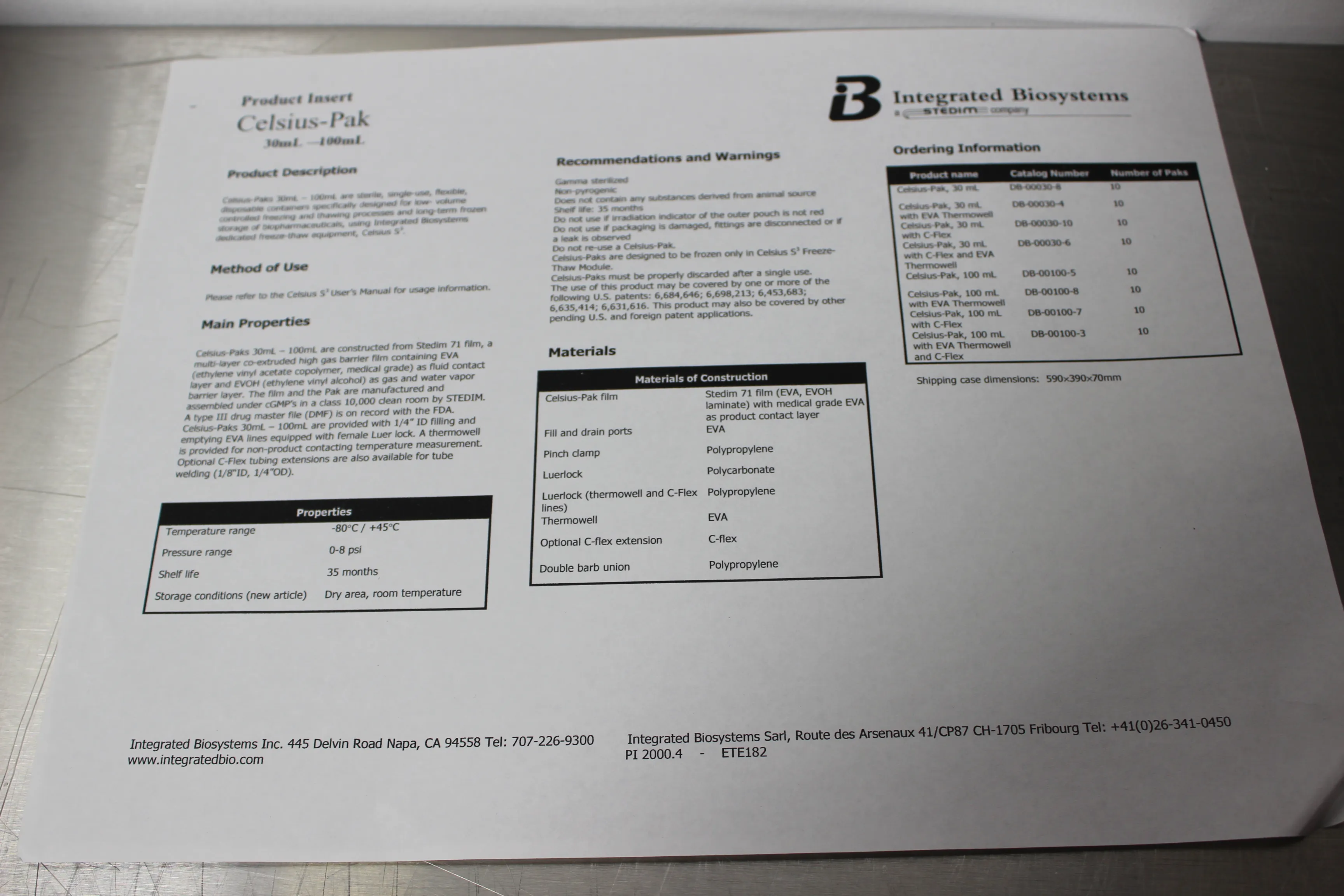 Integrated Biosystems Celsius-Pak 30mL 00030-6