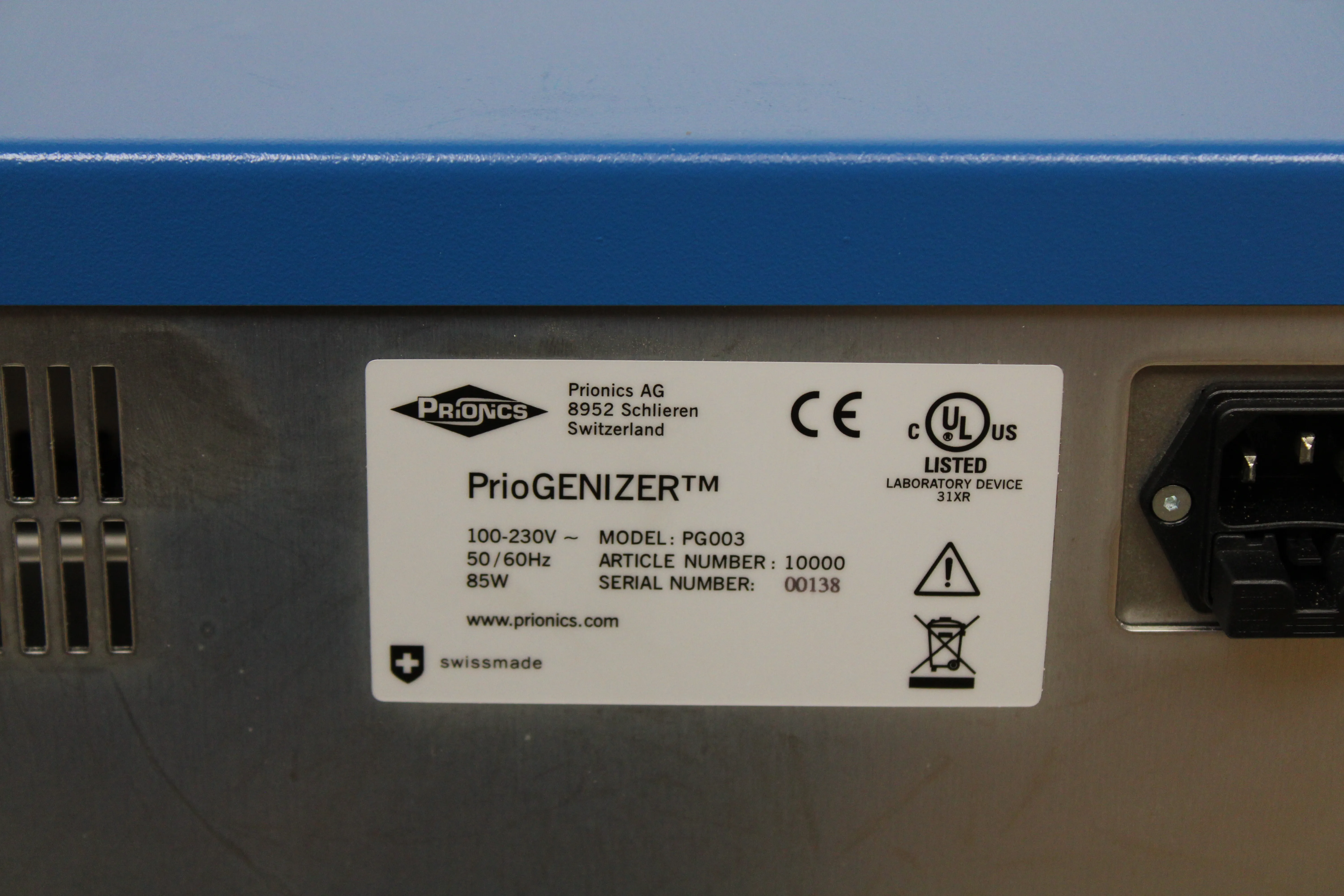 Prionics PrioGENIZER Laboratory Homogenizer - Used