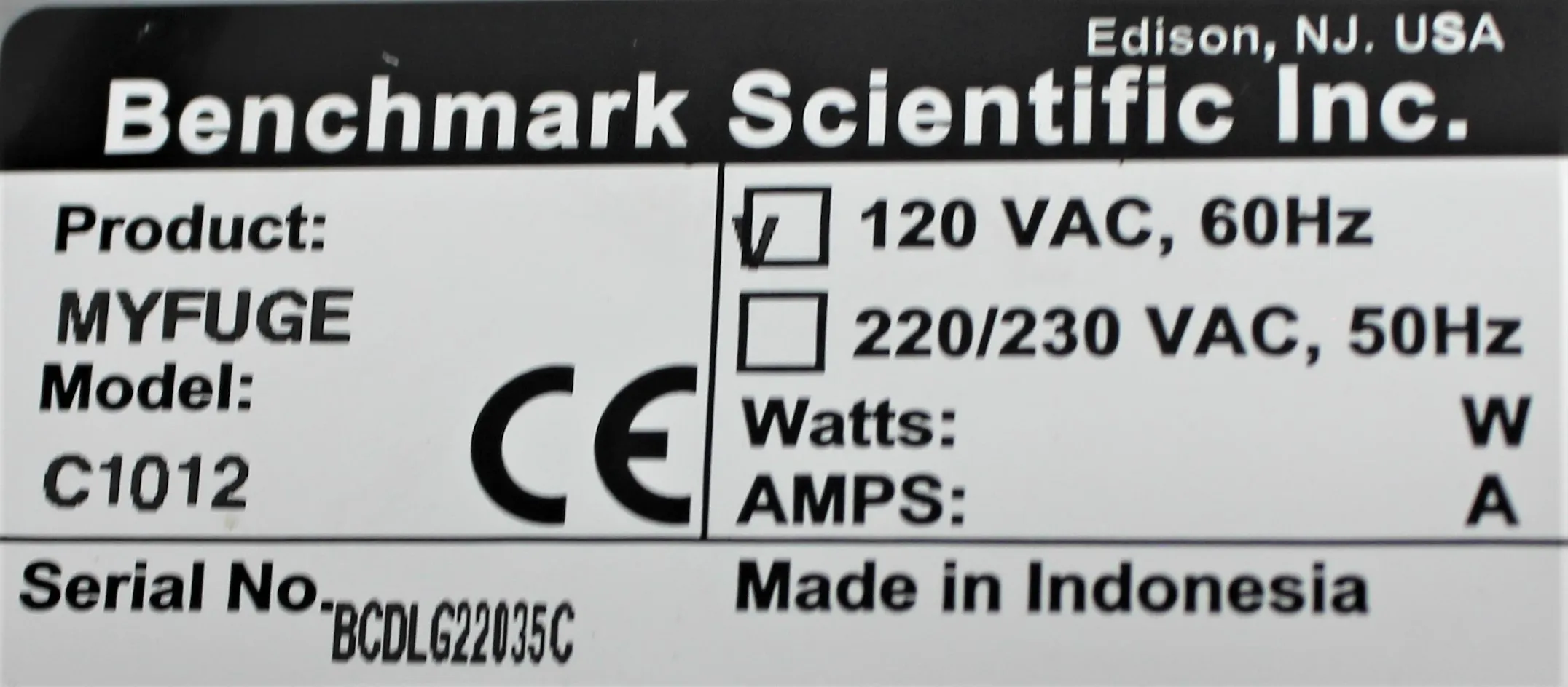 Benchmark Scientific MyFuge C1012 Microcentrifuge