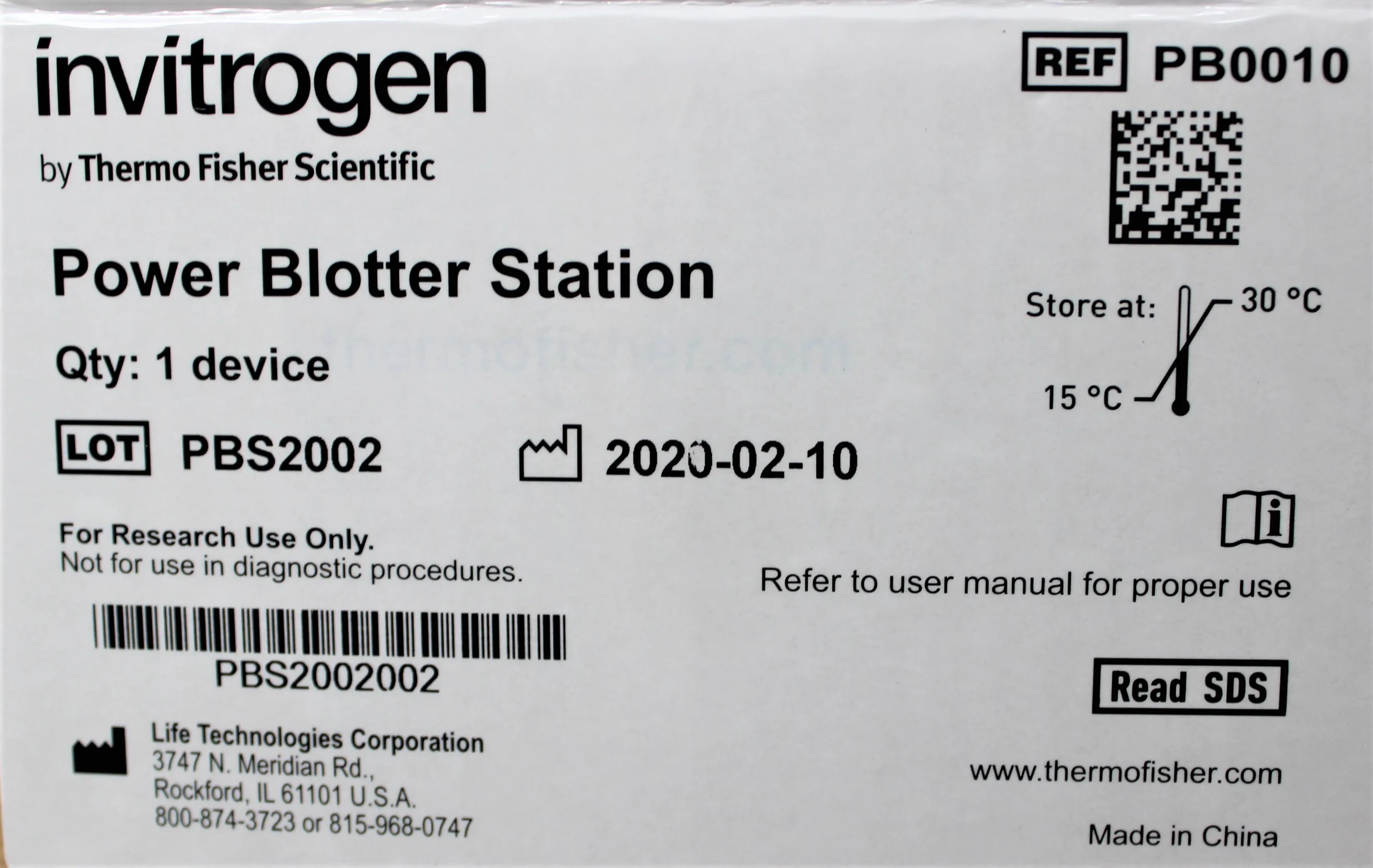 Invitrogen Power Blotter Station PB0010 Used