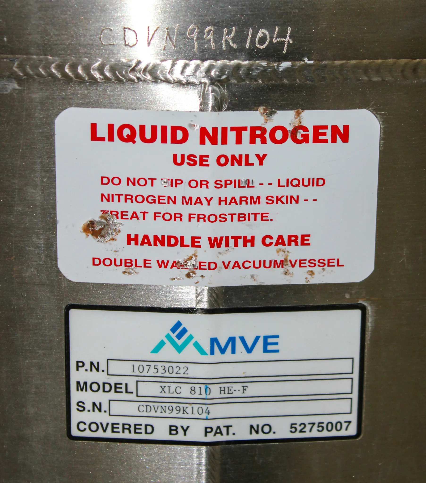 MVE XLC 810HE Cryogenics Liquid Nitrogen Storage System with TEC 3000