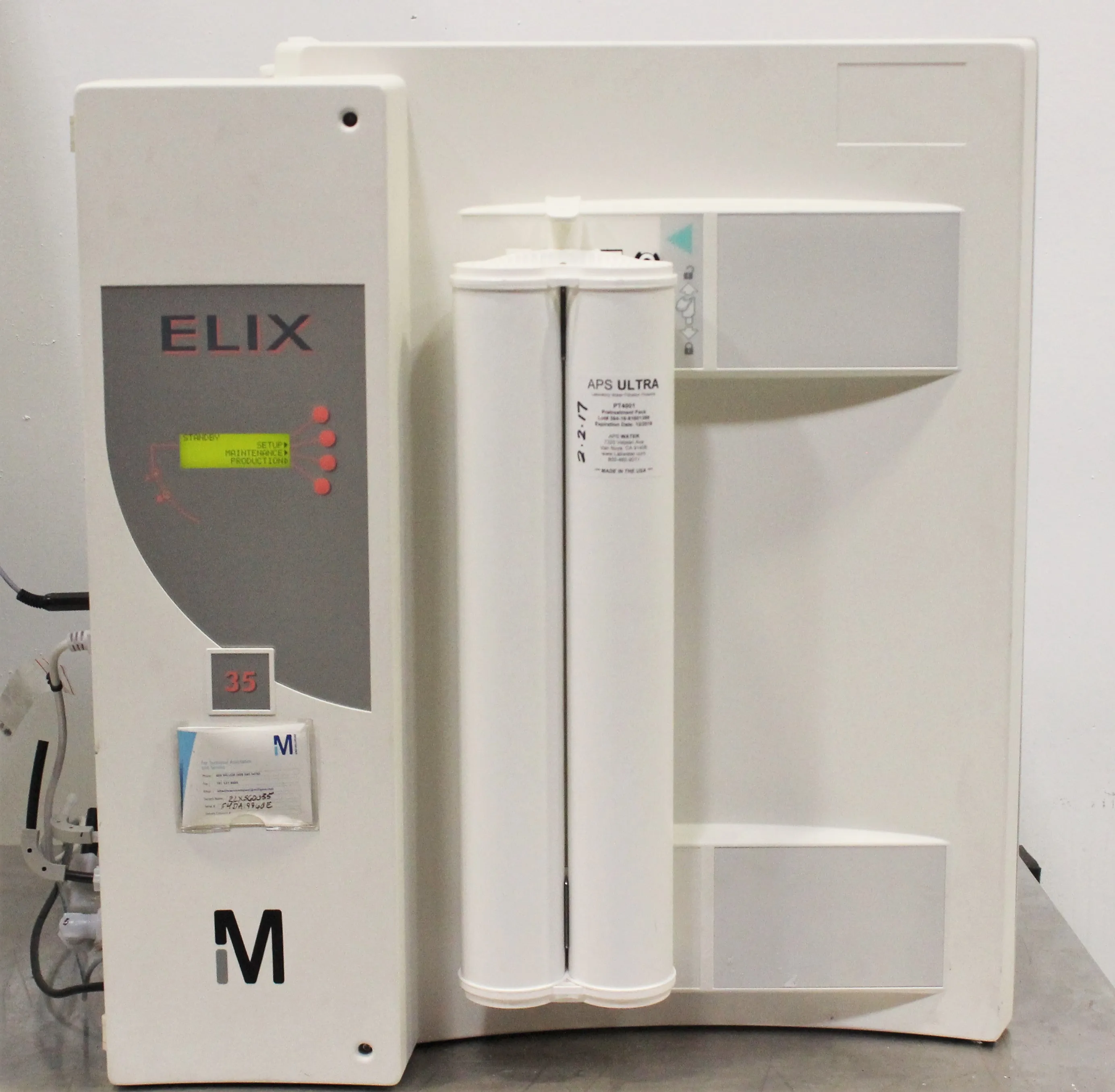 Used EMD Millipore Elix 35 Water Purification System with 100L Storage Tank F4DA19960