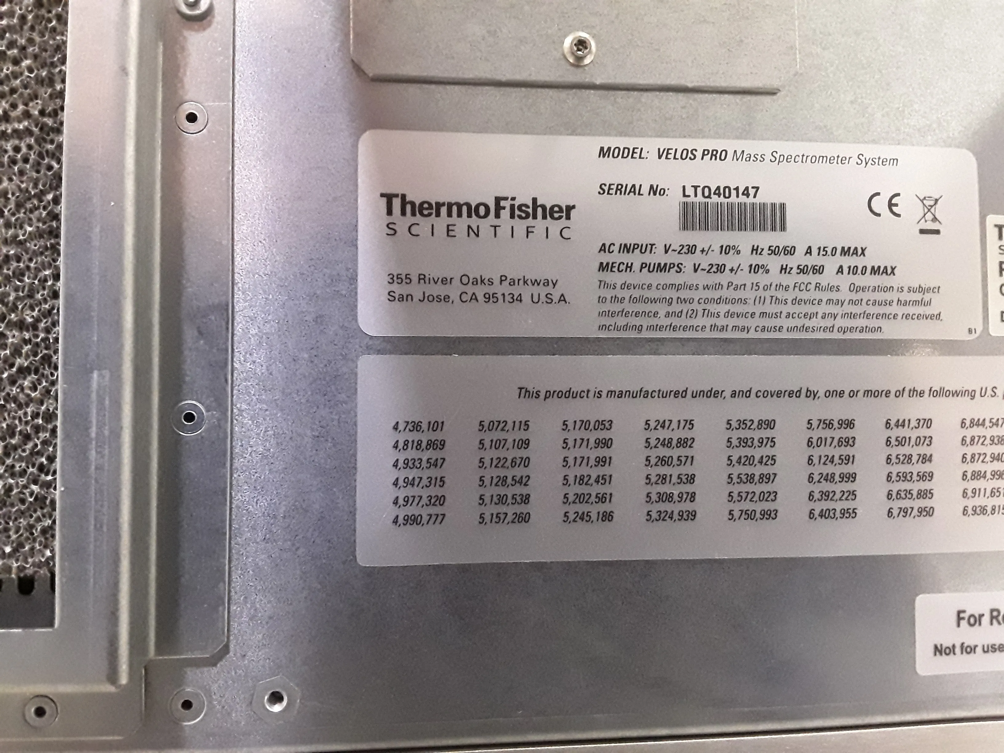 Thermo Fisher Velos Pro Mass Spectrometer