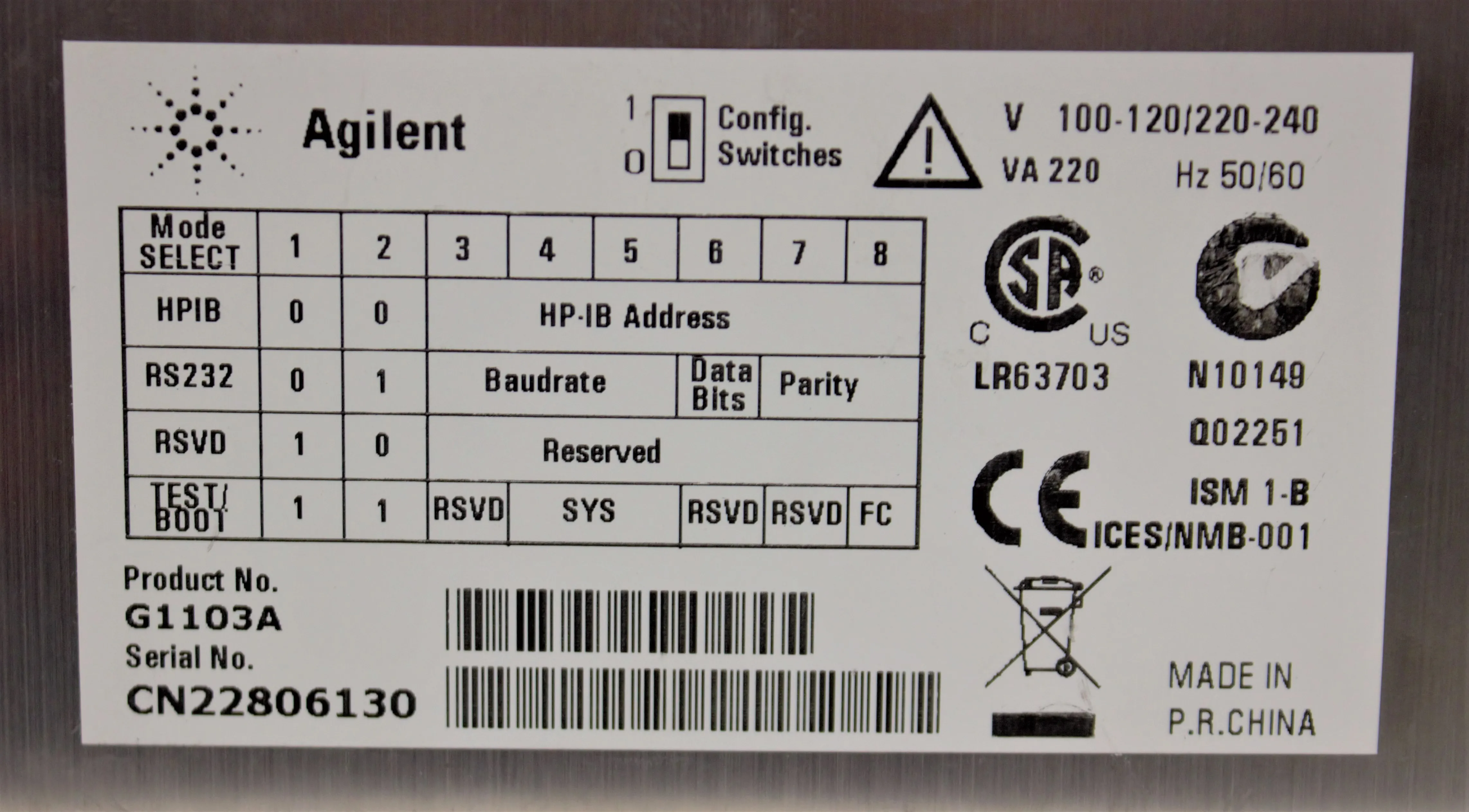 Agilent 8453 UV-Visible Spectrophotometer - Used