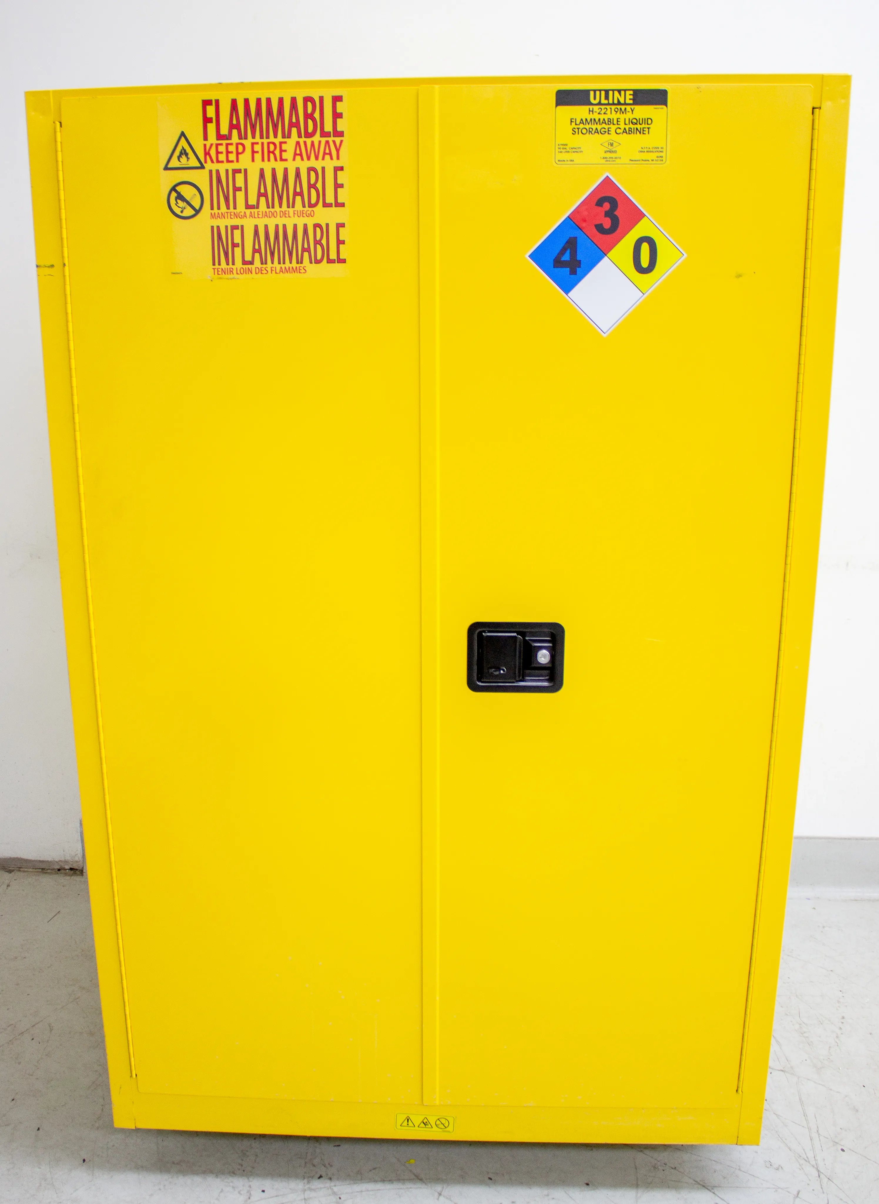 Uline Standard Flammable Storage Cabinet - Manual Doors, Yellow, 90 Gallon, H-2219M-Y by REUZEit