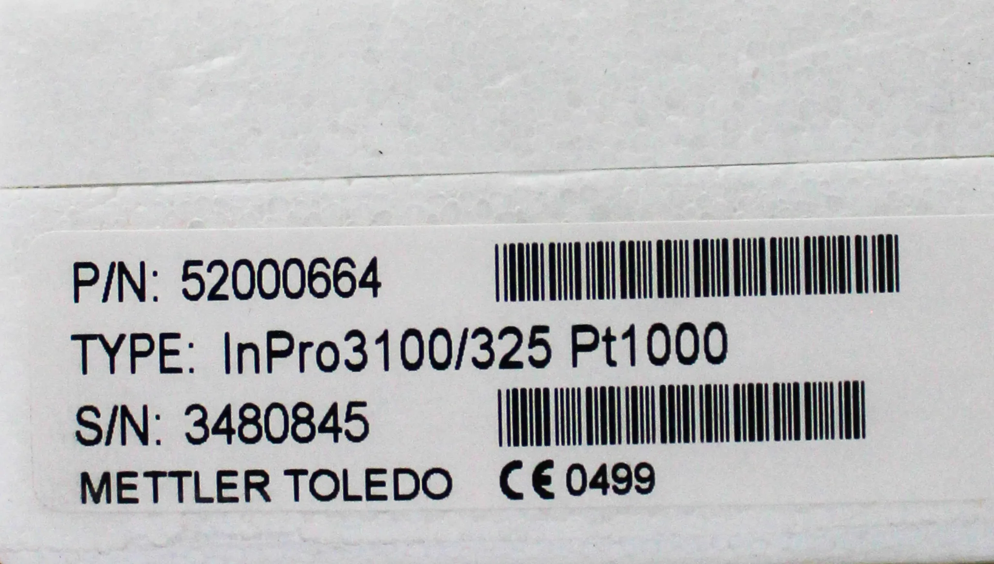 Mettler Toledo pH Sensor InPro 3100/325 PT1000 P/N 52000664