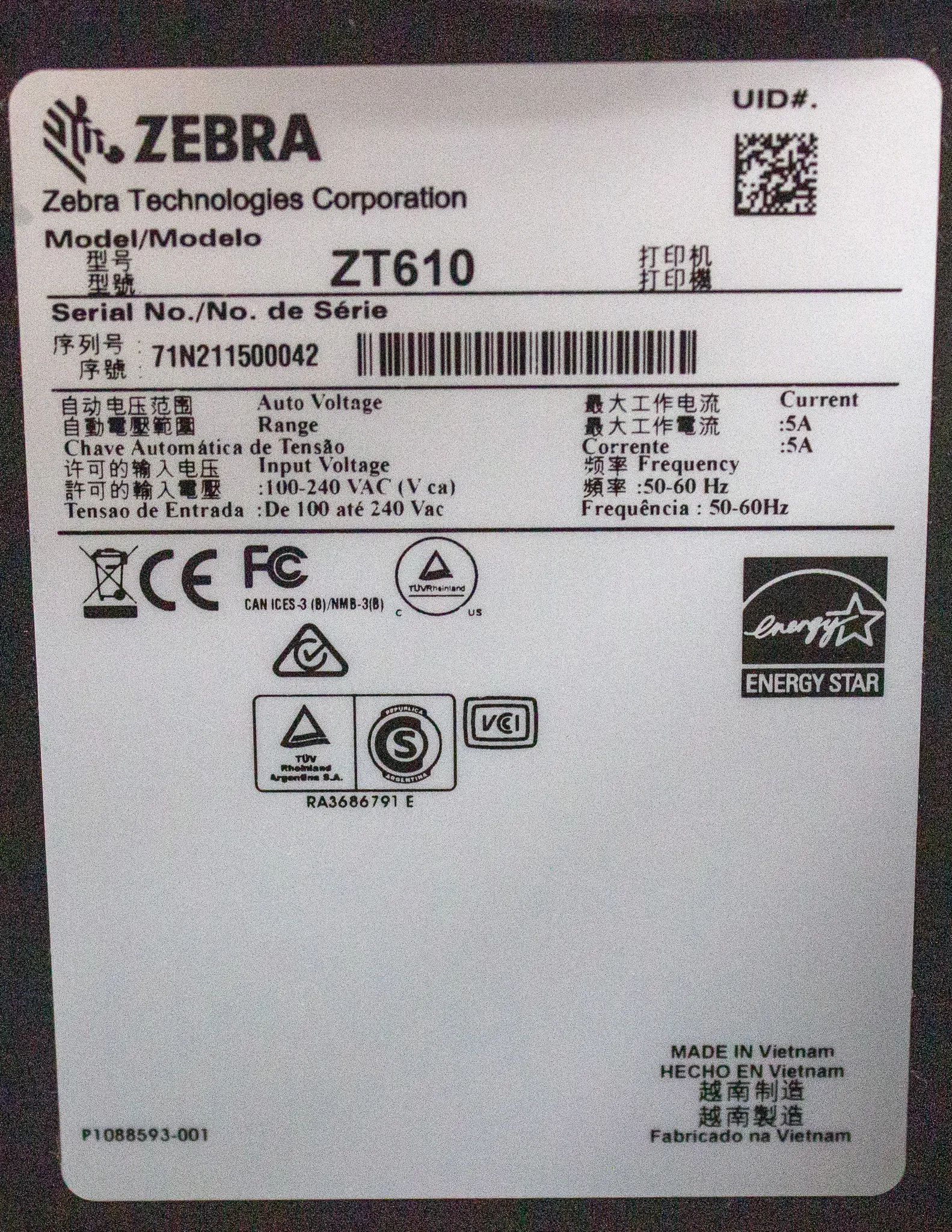 Zebra ZT610 Industrial Barcode Label Printer