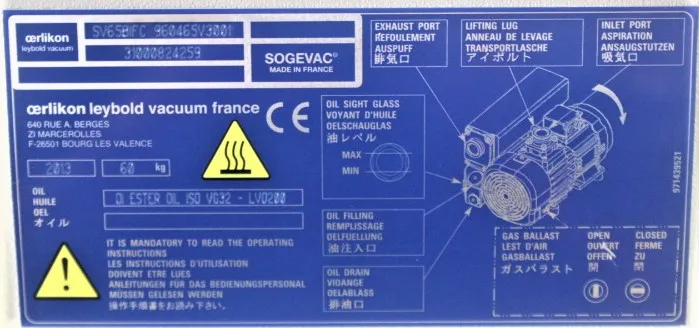 Leybold Sogevac SV65BIFC Vacuum Pump