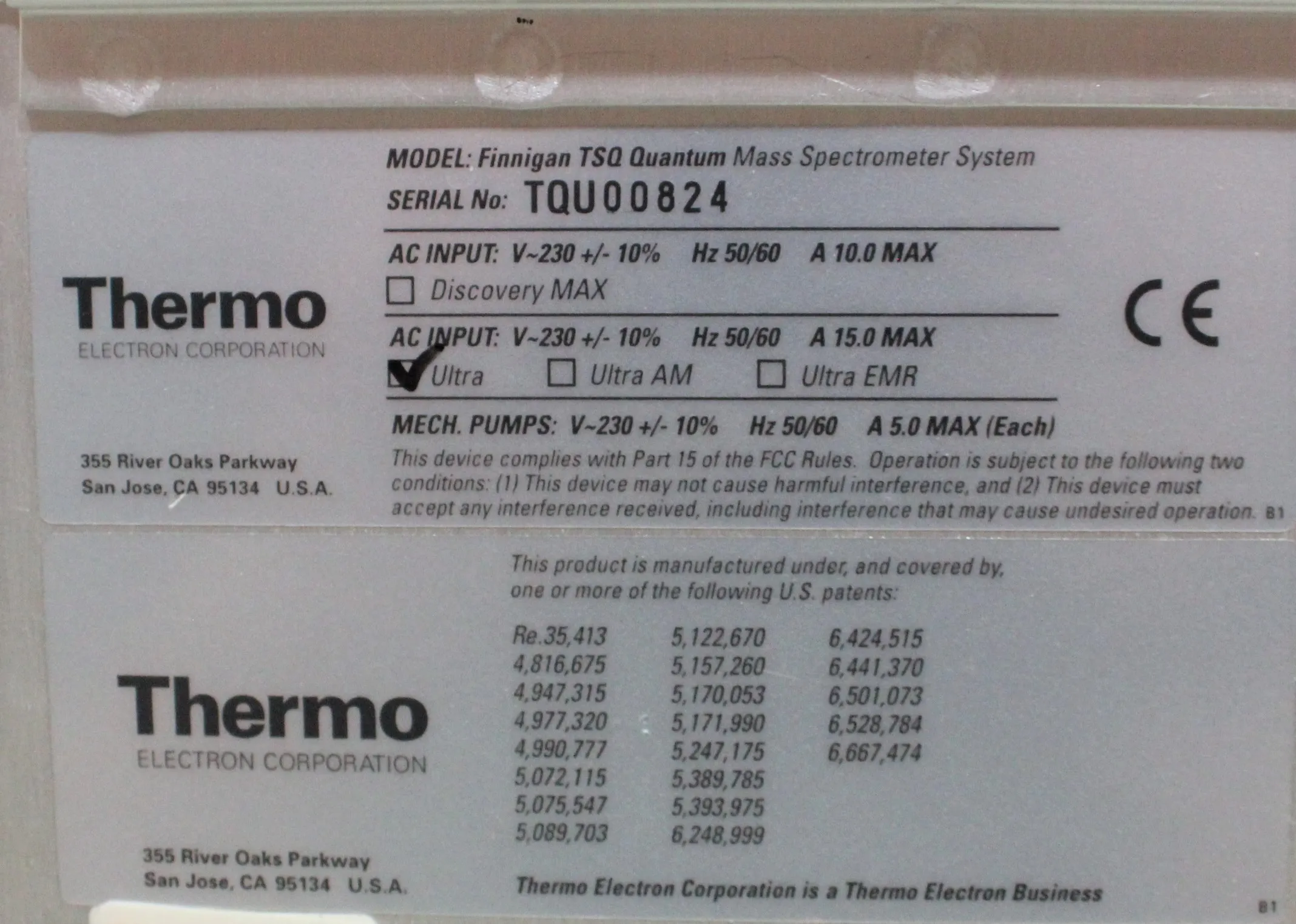 Thermo Electron TSQ Quantum Mass Spectrometer system