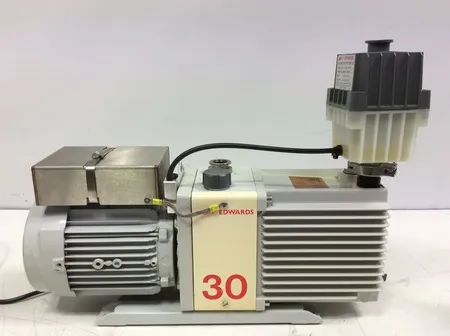 Edwards E2M30 Rotary Vane Dual Stage Vacuum Pump with EMF20 Oil Mist Filter - Good Working Condition