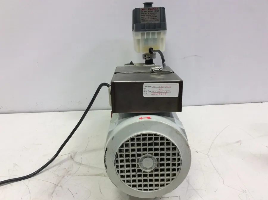 Edwards E2M30 Rotary Vane Dual Stage Vacuum Pump with EMF20 Oil Mist Filter - Good Working Condition