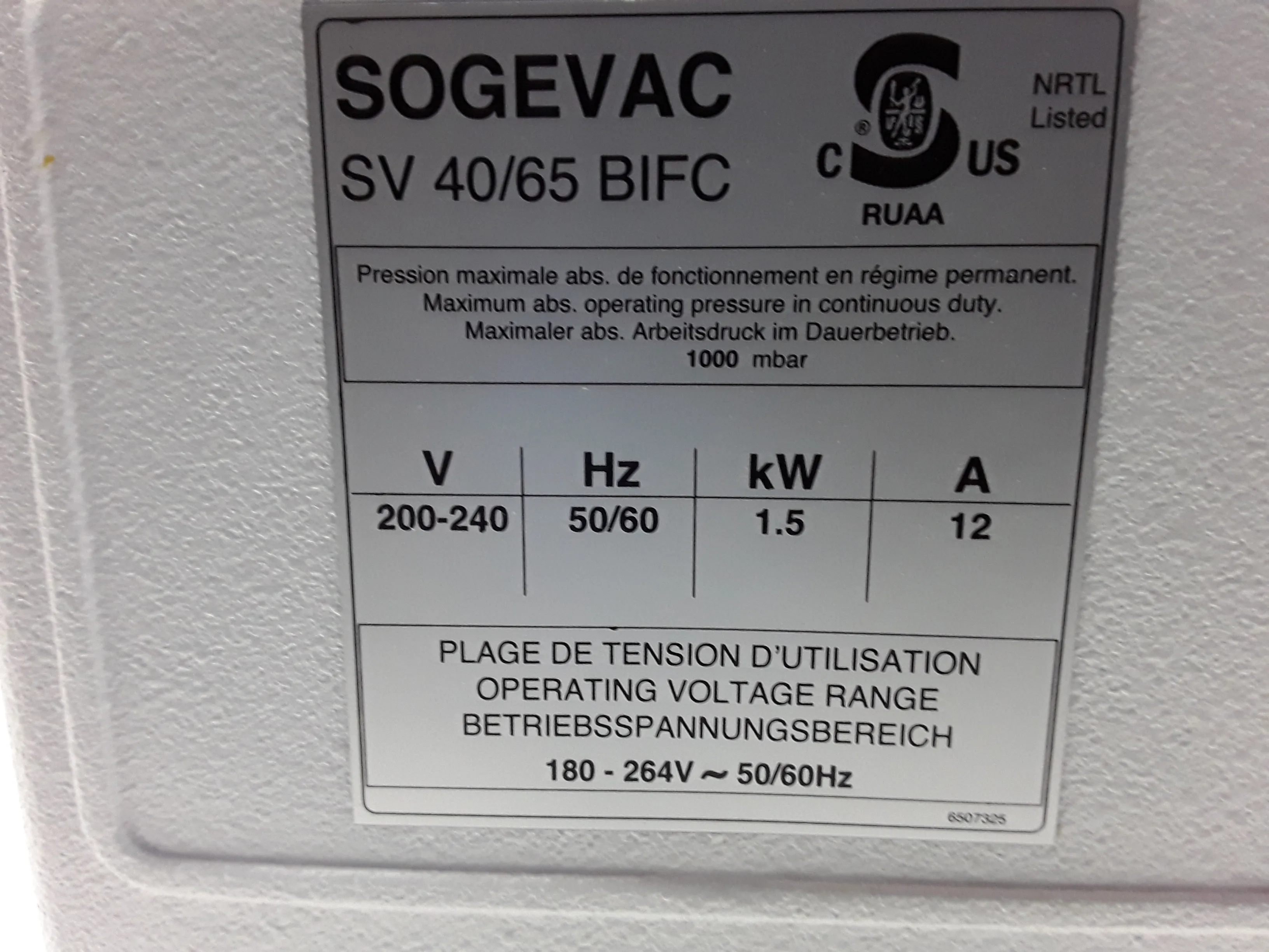 Sogevac SV65 BI FC Vacuum Pump