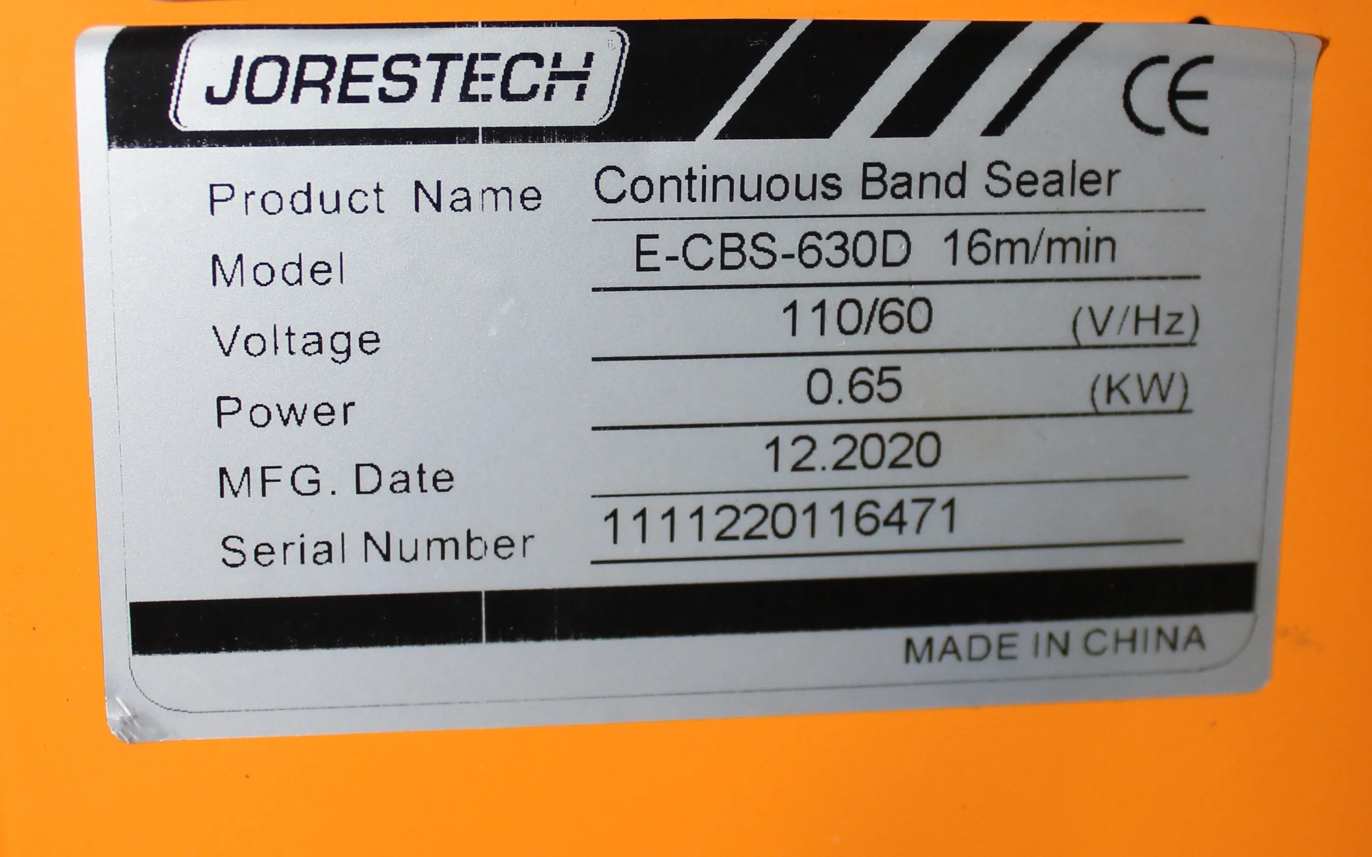 Jorestech E-CBS-630D Continuous Band Sealer