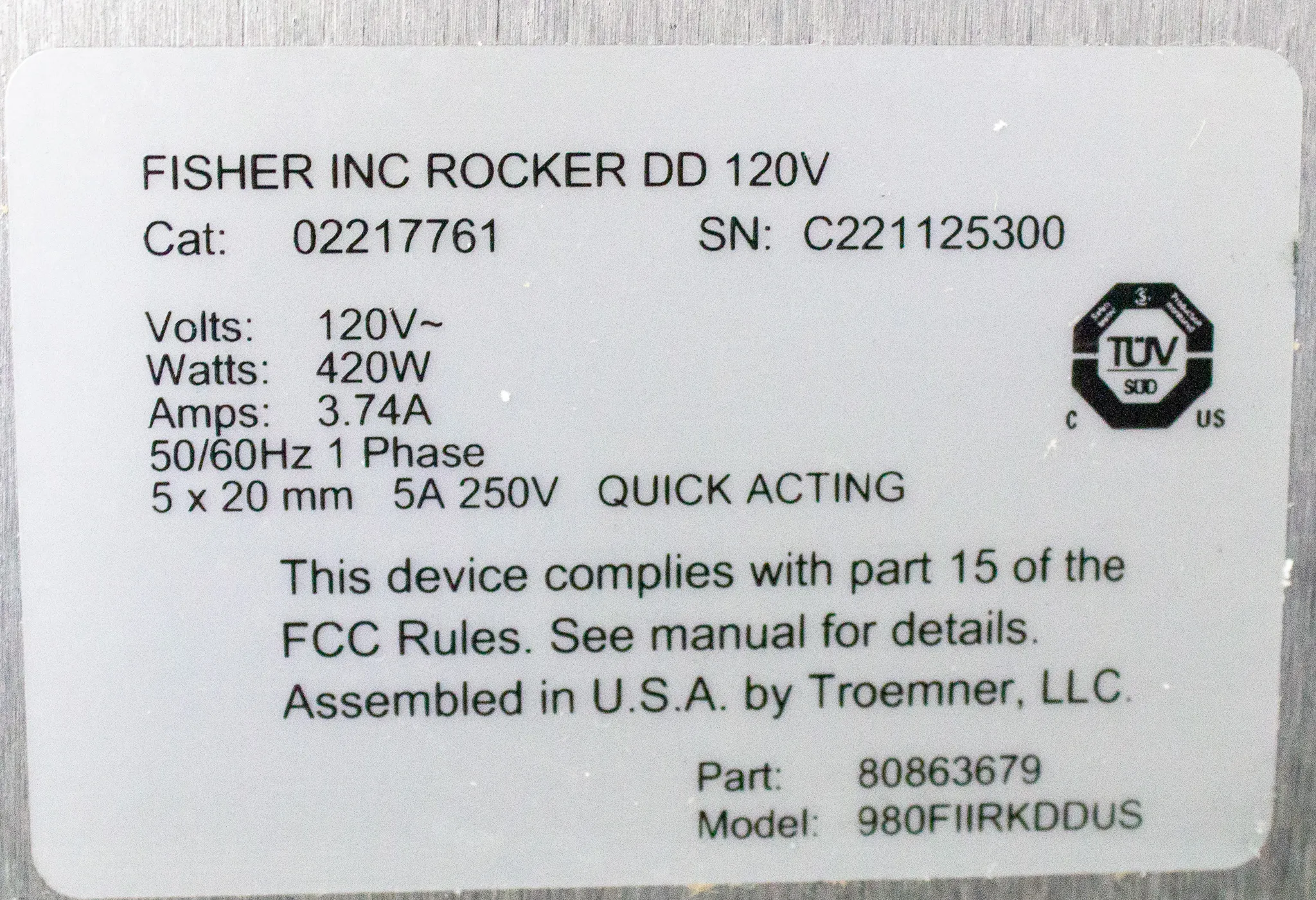 Fisherbrand Incubating Rocker DD 120V