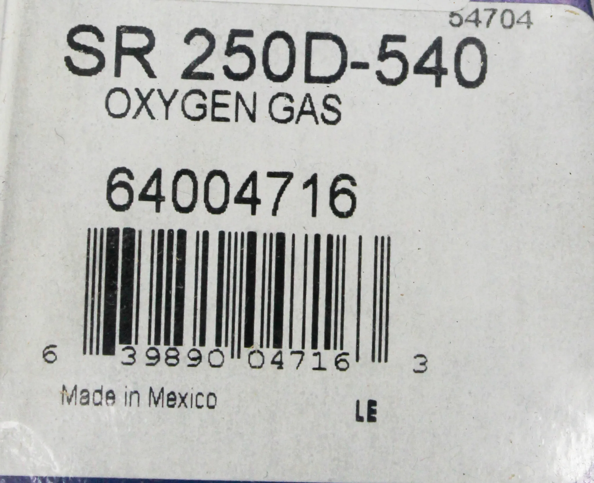 RADNOR Model SR250D-540 Classic Victor Medium Duty Oxygen Single Stage Regulator