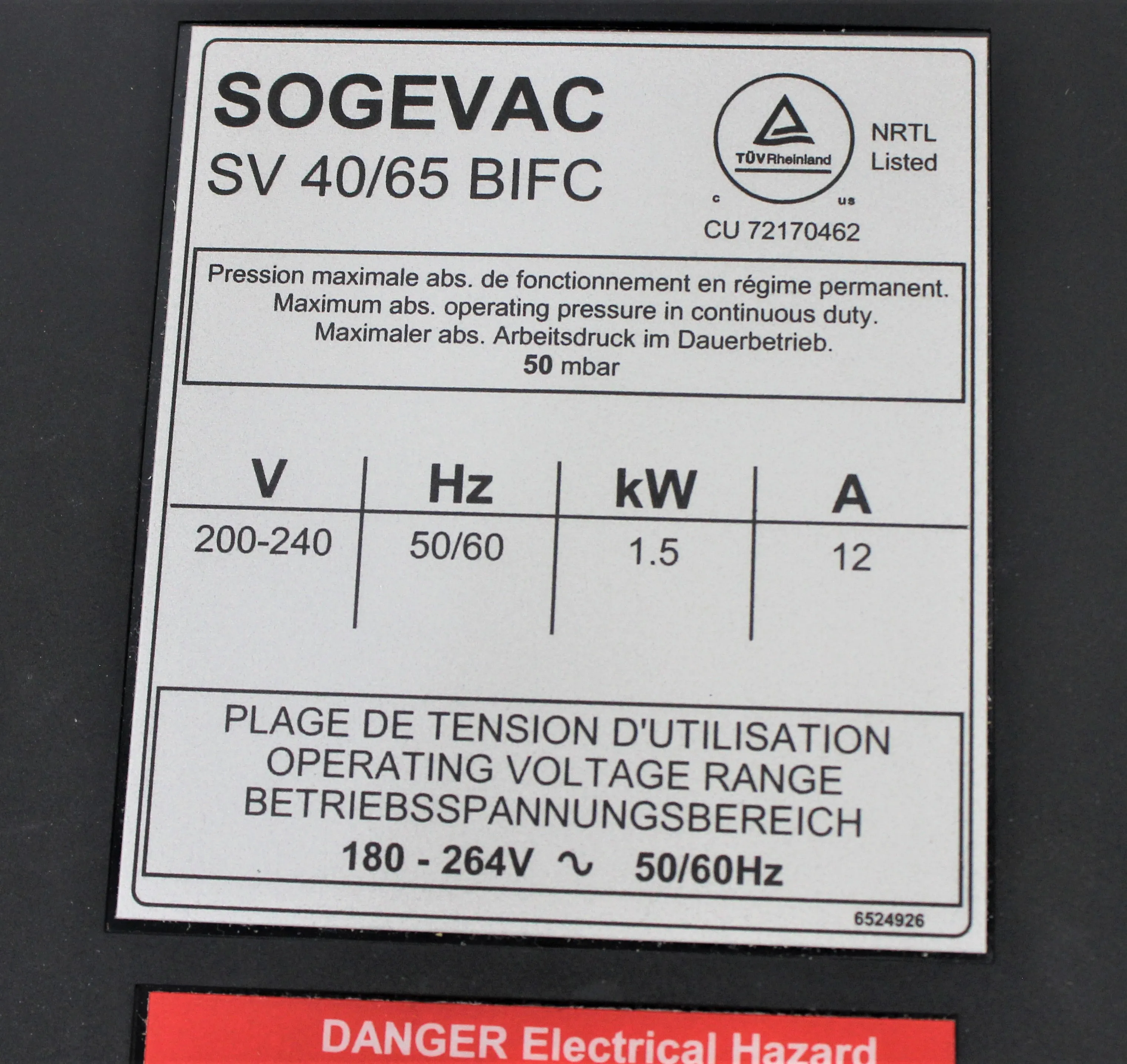 Leybold Sogevac SV65 BI FC Vacuum Pump