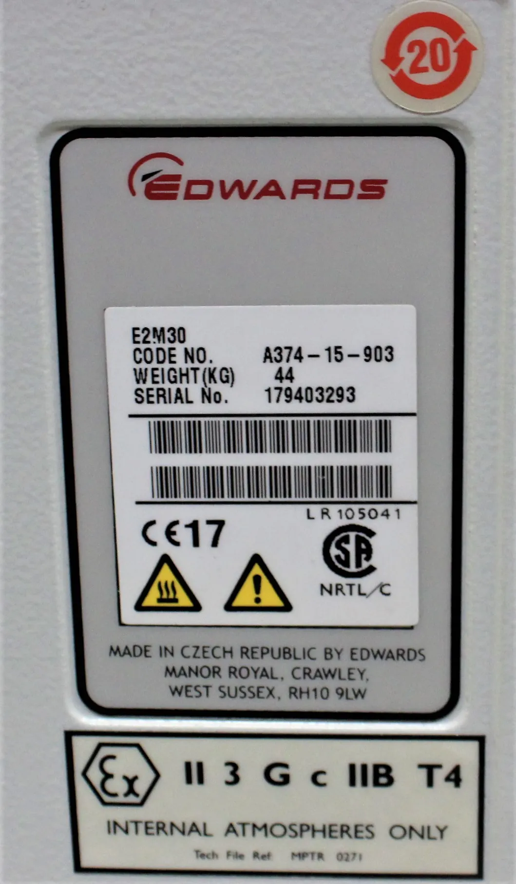 Edwards E2M30 Rotary Vane Vacuum Pump - Class 3 Service