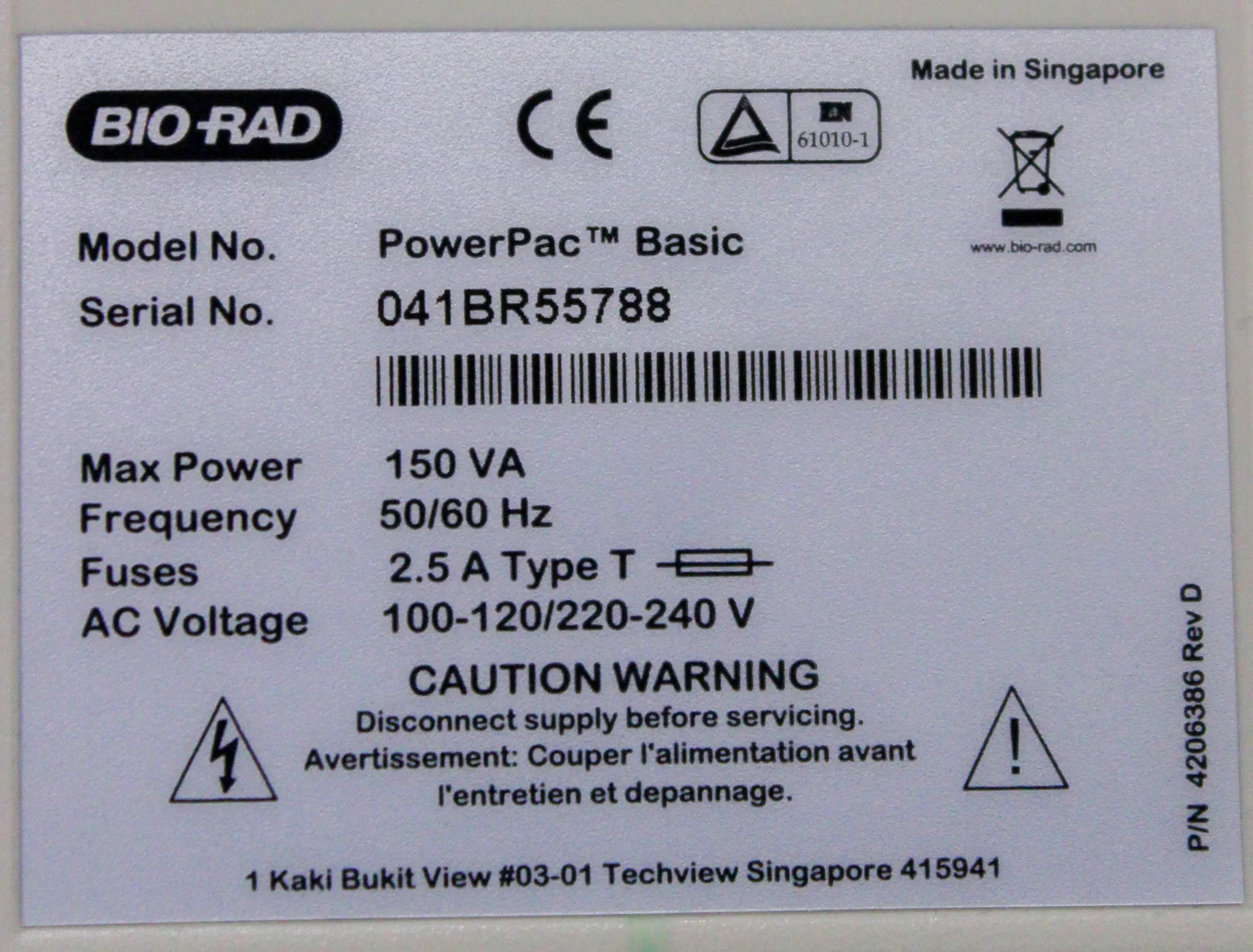 Bio Rad PowerPac Basic Power Supply