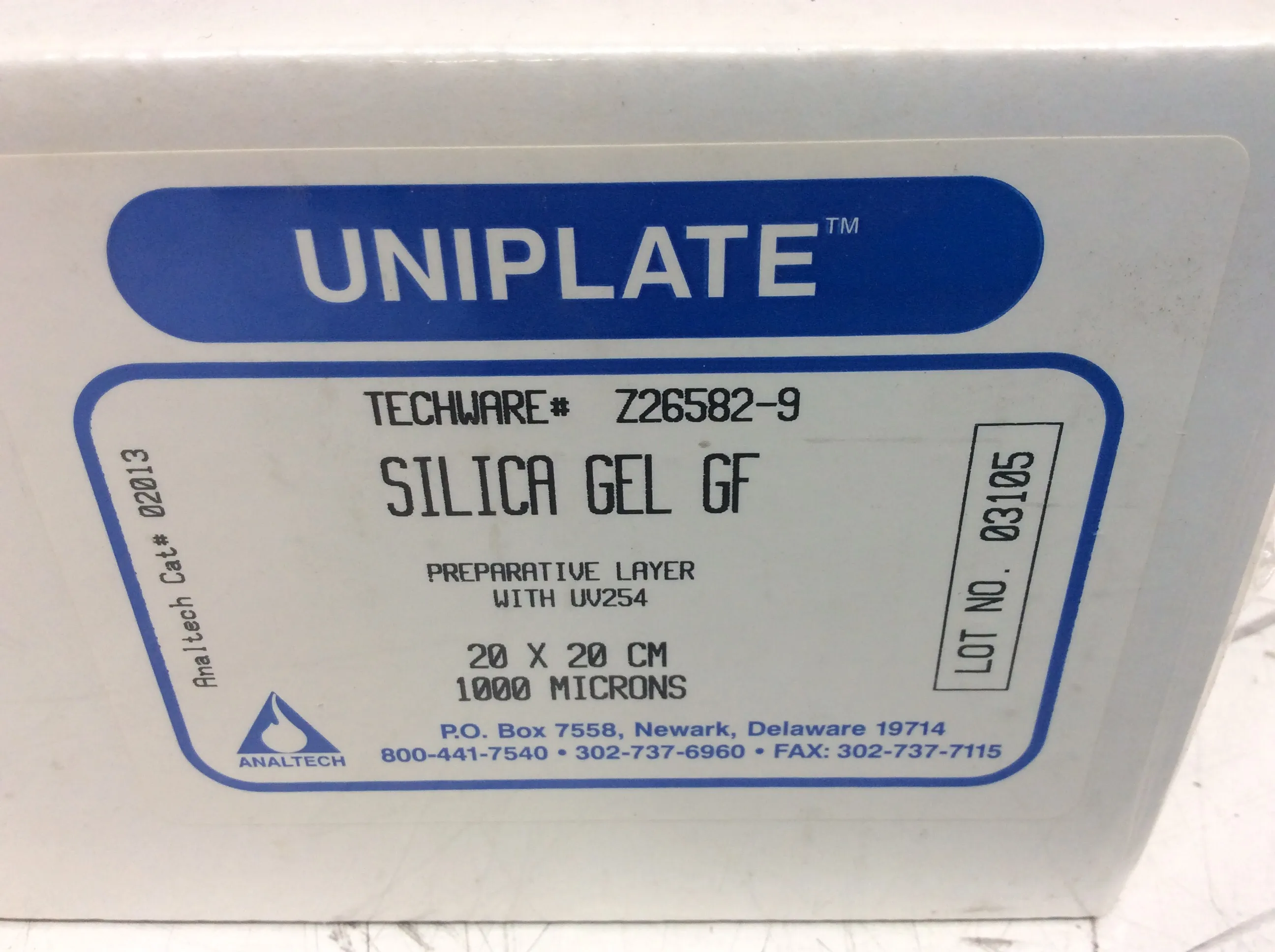 Analtech/Sigma-Aldrich Uniplate Preparative TLC Plates, 20x20cm 1000 Microns