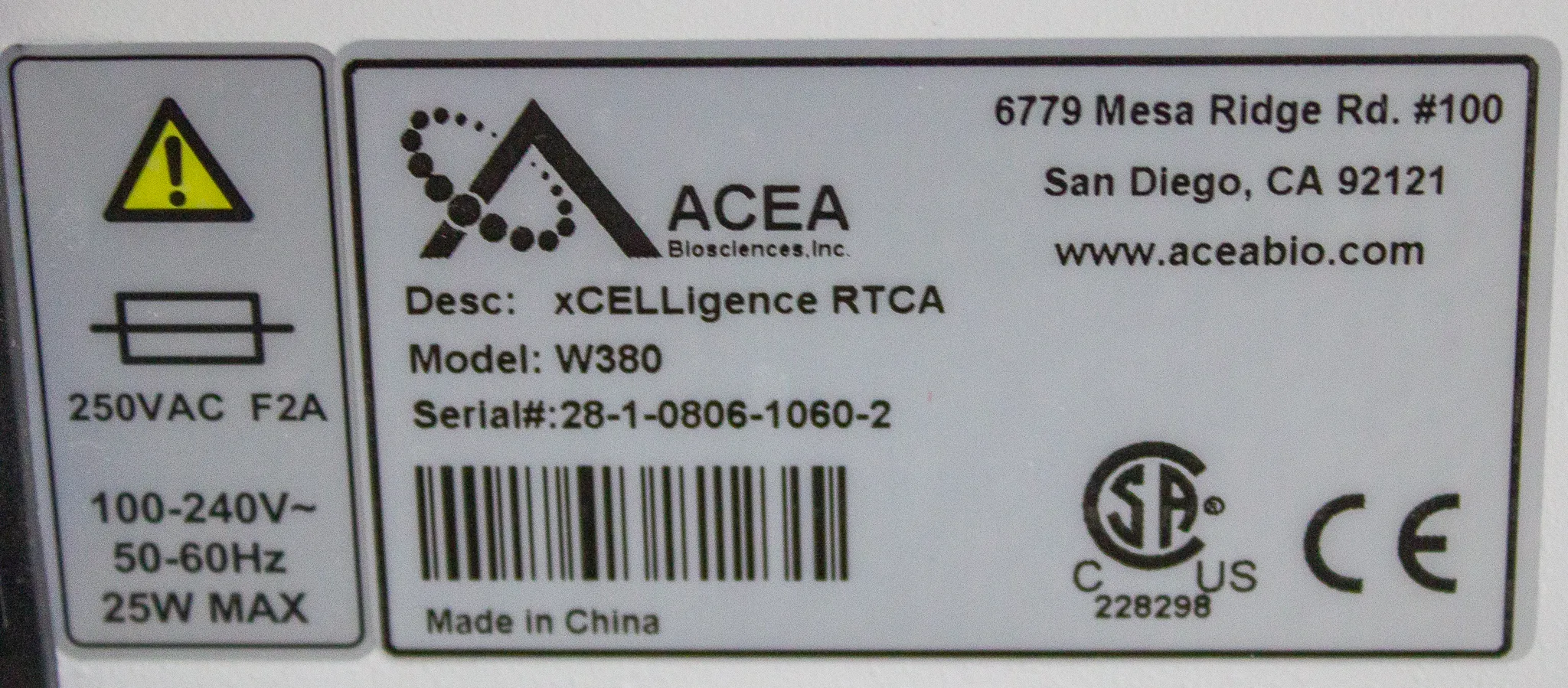 Roche /Acea xCELLigence RTCA W380 & RTCA SP Station 1X96