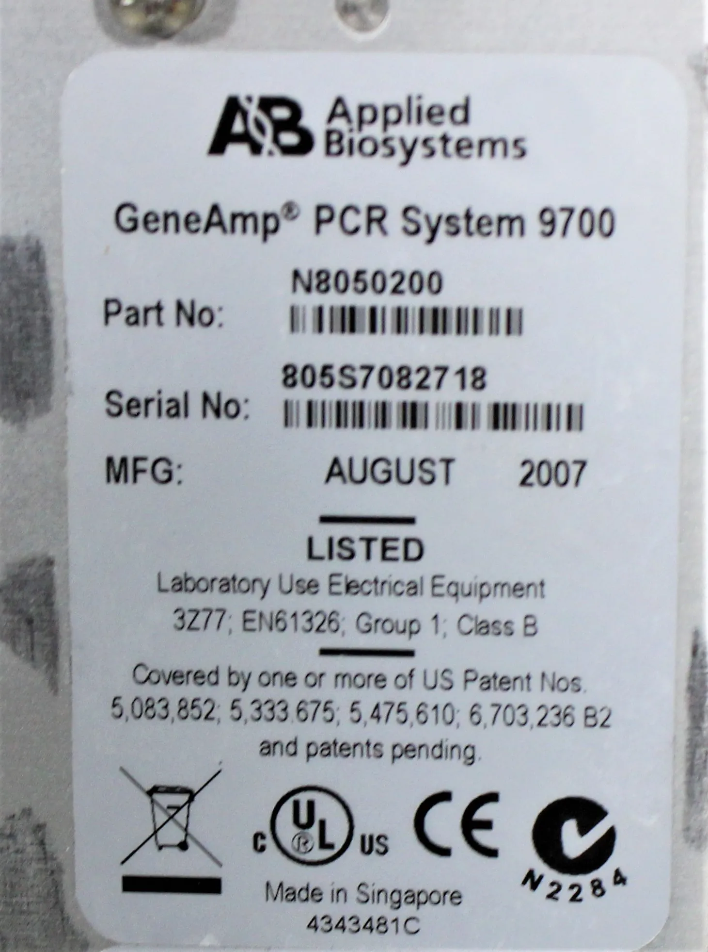 Applied Biosystems 9700 PCR Thermal Cycler N8050200R