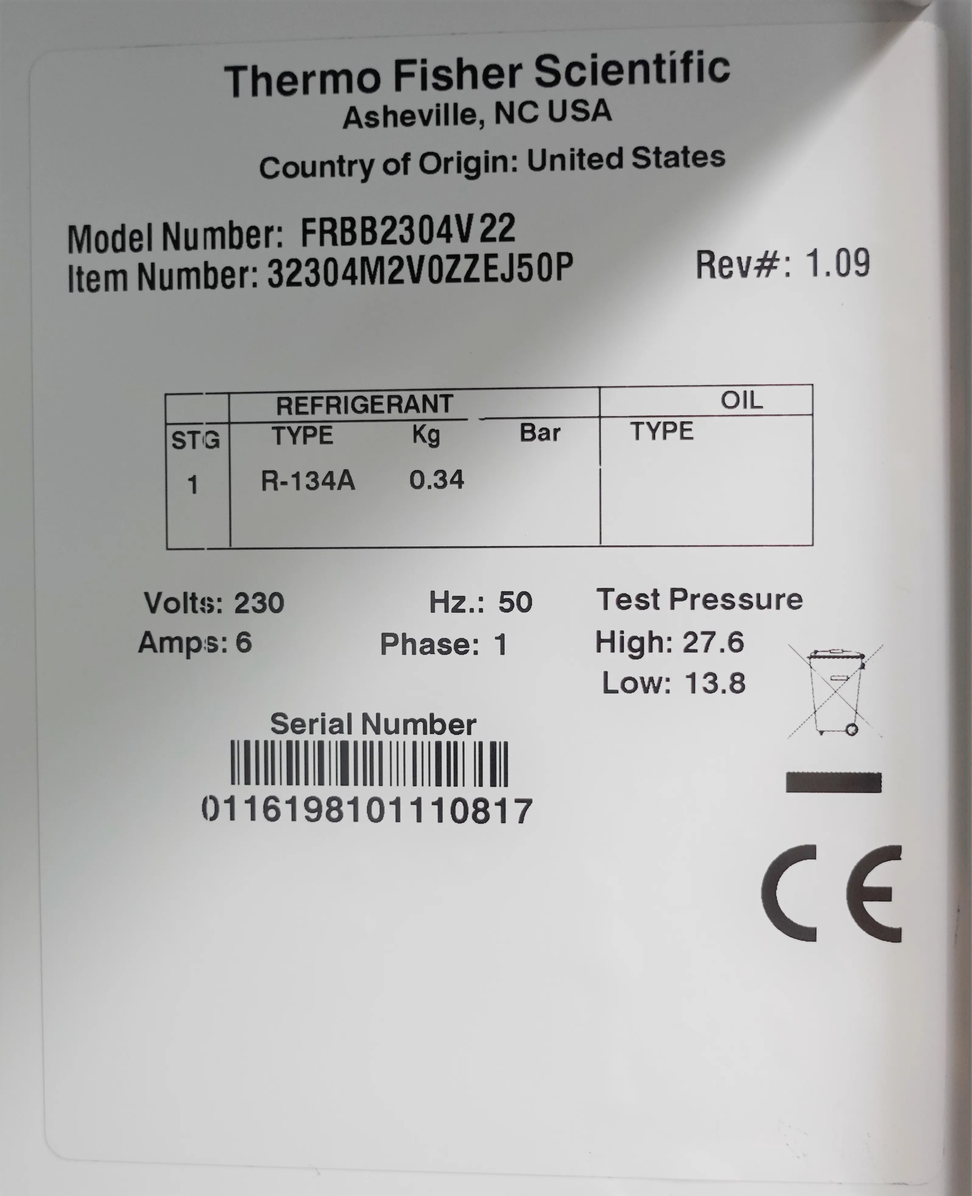 Thermo Fisher Scientific Forma Upright High-Performance Blood Bank Refrigerator FRBB2304V22