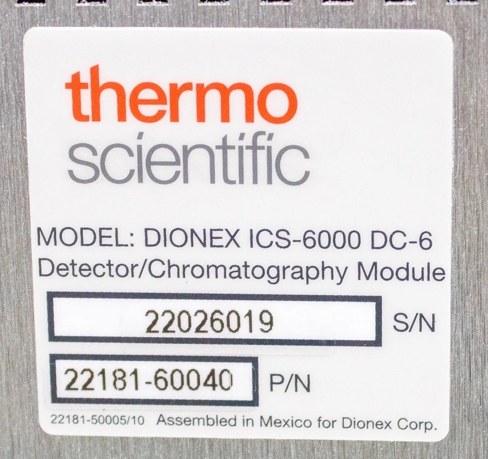 Thermo Dionex ICS-6000 DC-6 Detector/Chromatography Module P/N 22181-60040