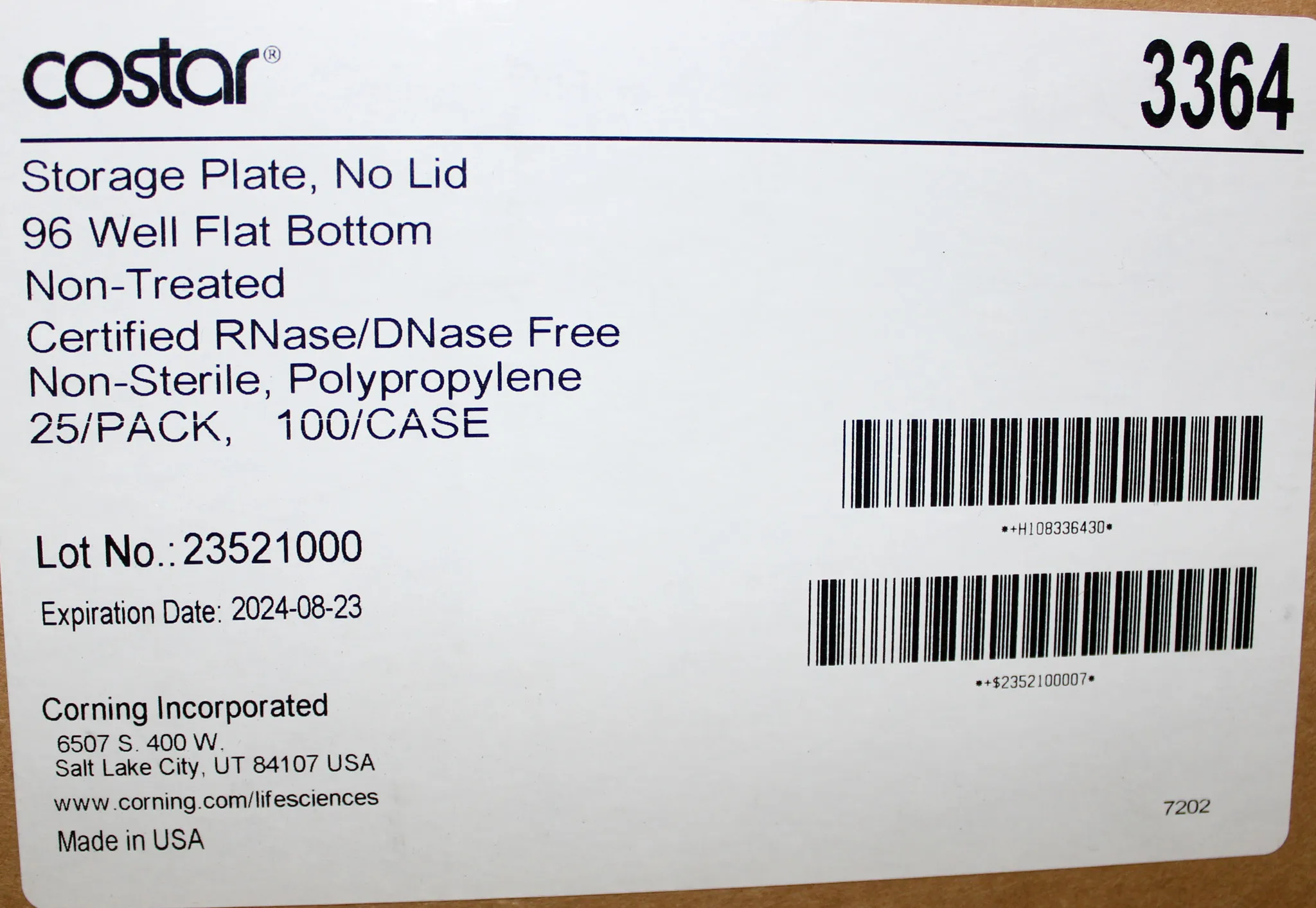 Costar 3364 96-Well Flat Bottom Microplates - New in Box