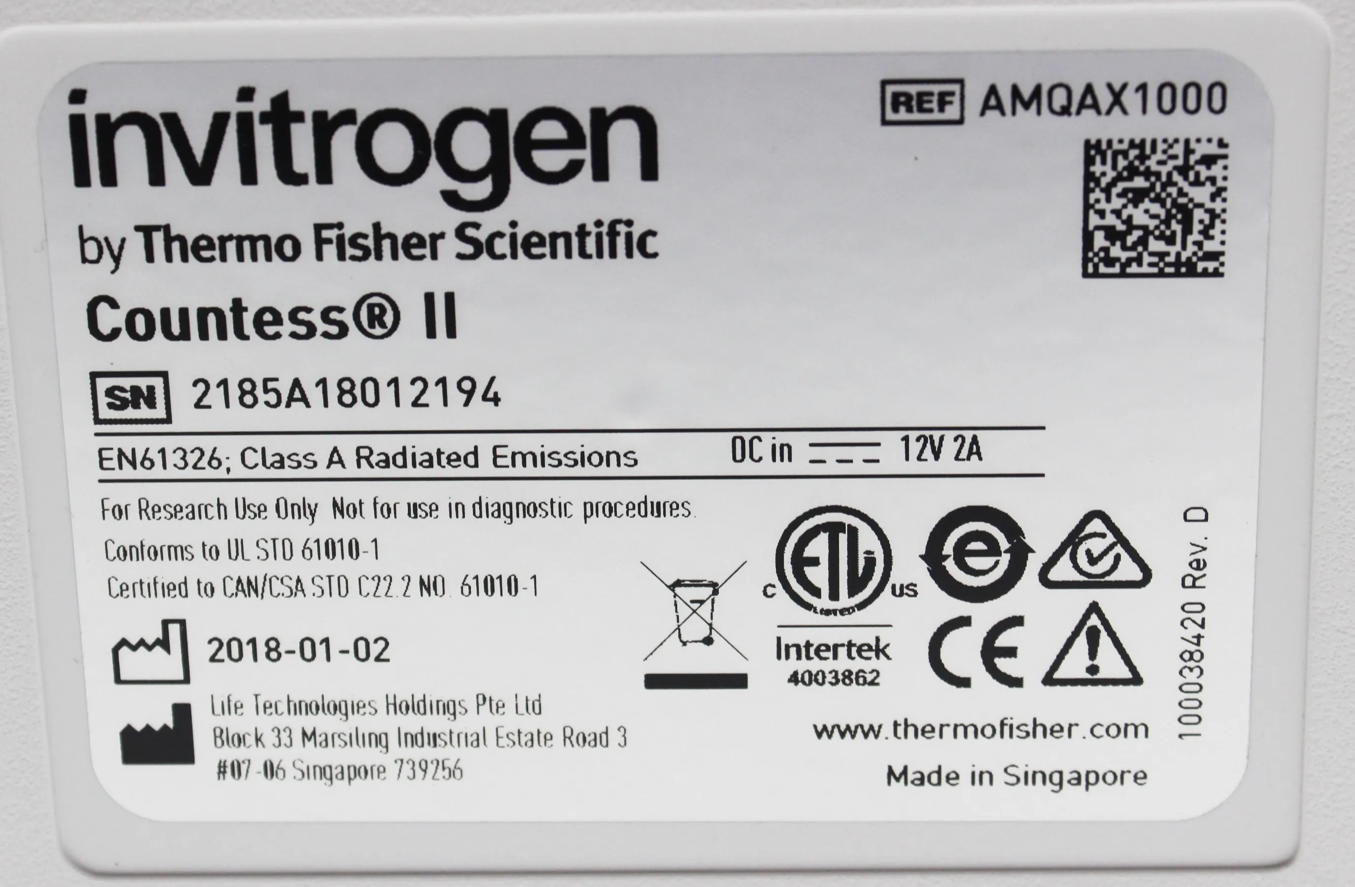 Life Technologies Countess II Automated Cell Counter AMQAX1000 Needs Repairs | Lab Equipment