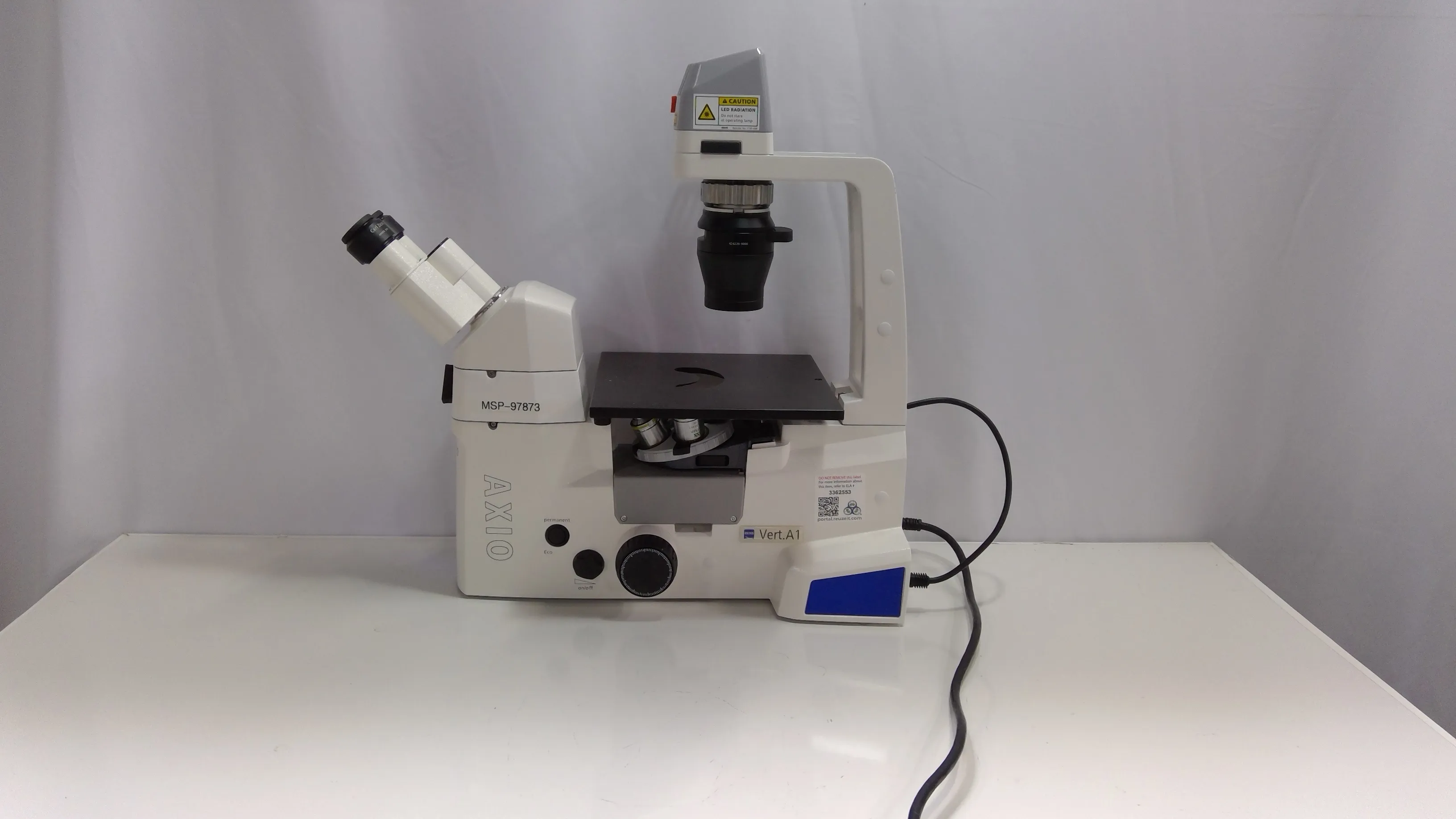 Zeiss Inverted Microscope Axio Vert. A1 with 10x & 20X Objectives - Used, Good Condition, 30-Day Warranty