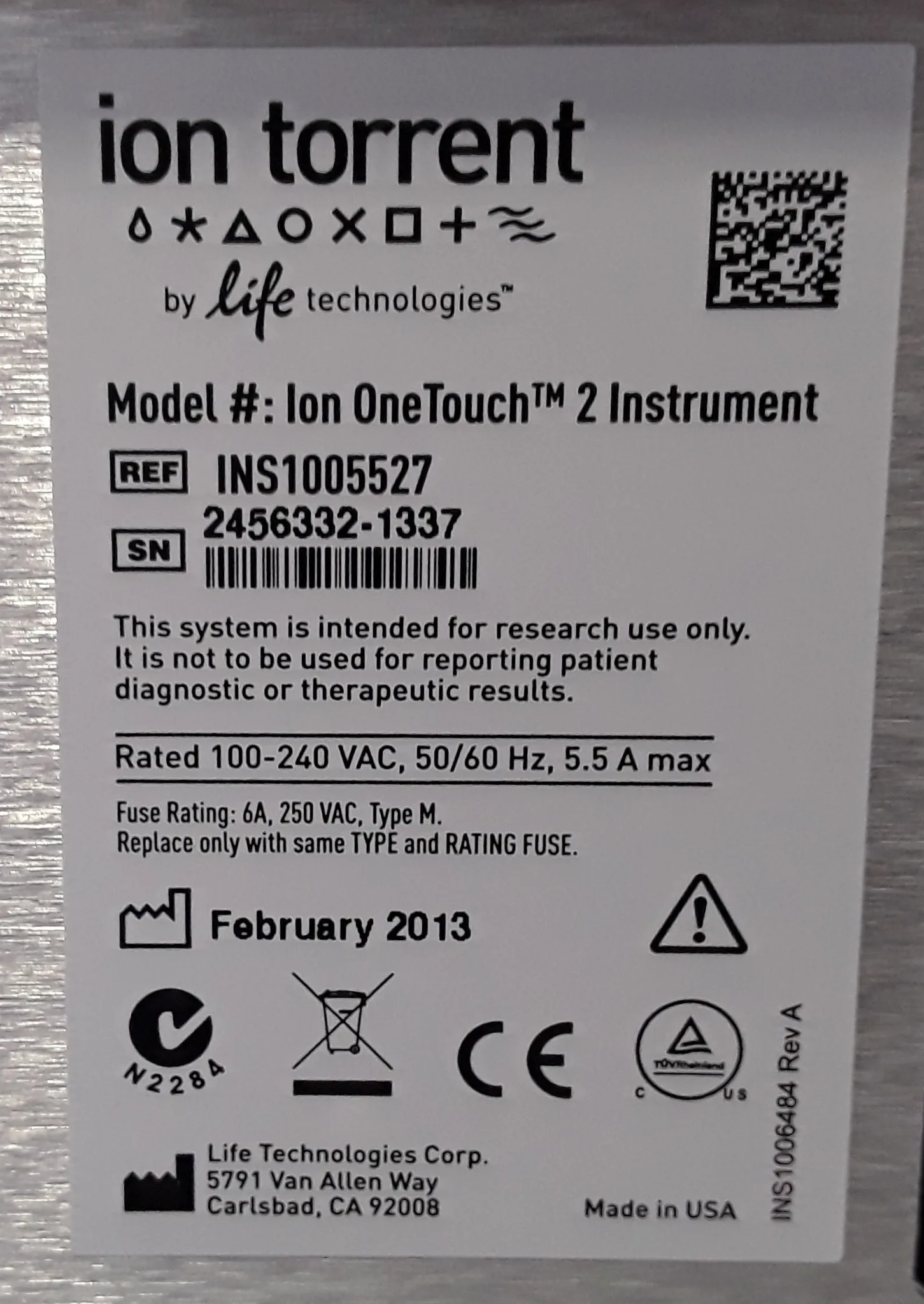 Ion OneTouch 2 DNA Sequencer - Used - Ion Torrent INS1005527