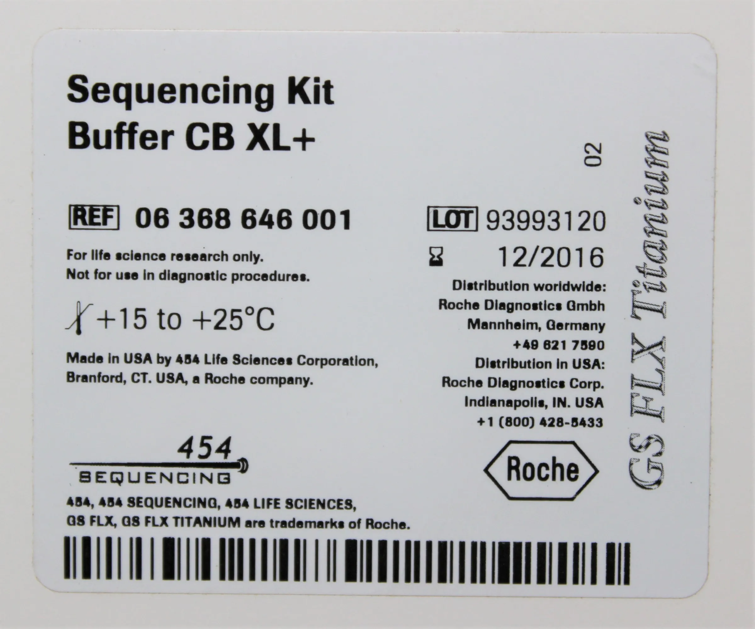 Roche 454 Sequencing Kit Buffer CB XL+ for Genome Sequencer - Used