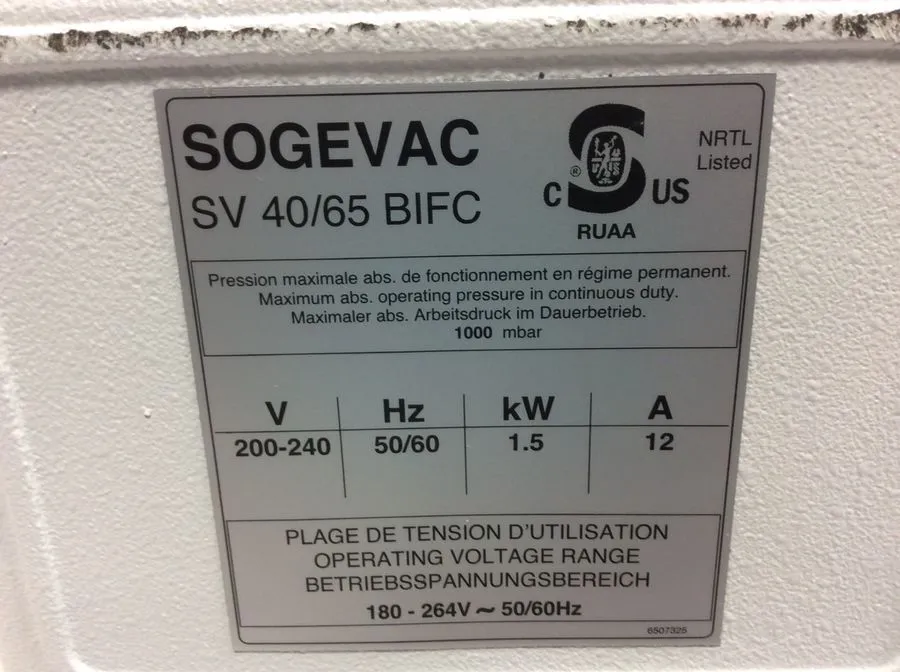 Sogevac SV65 BI FC Vacuum Pump