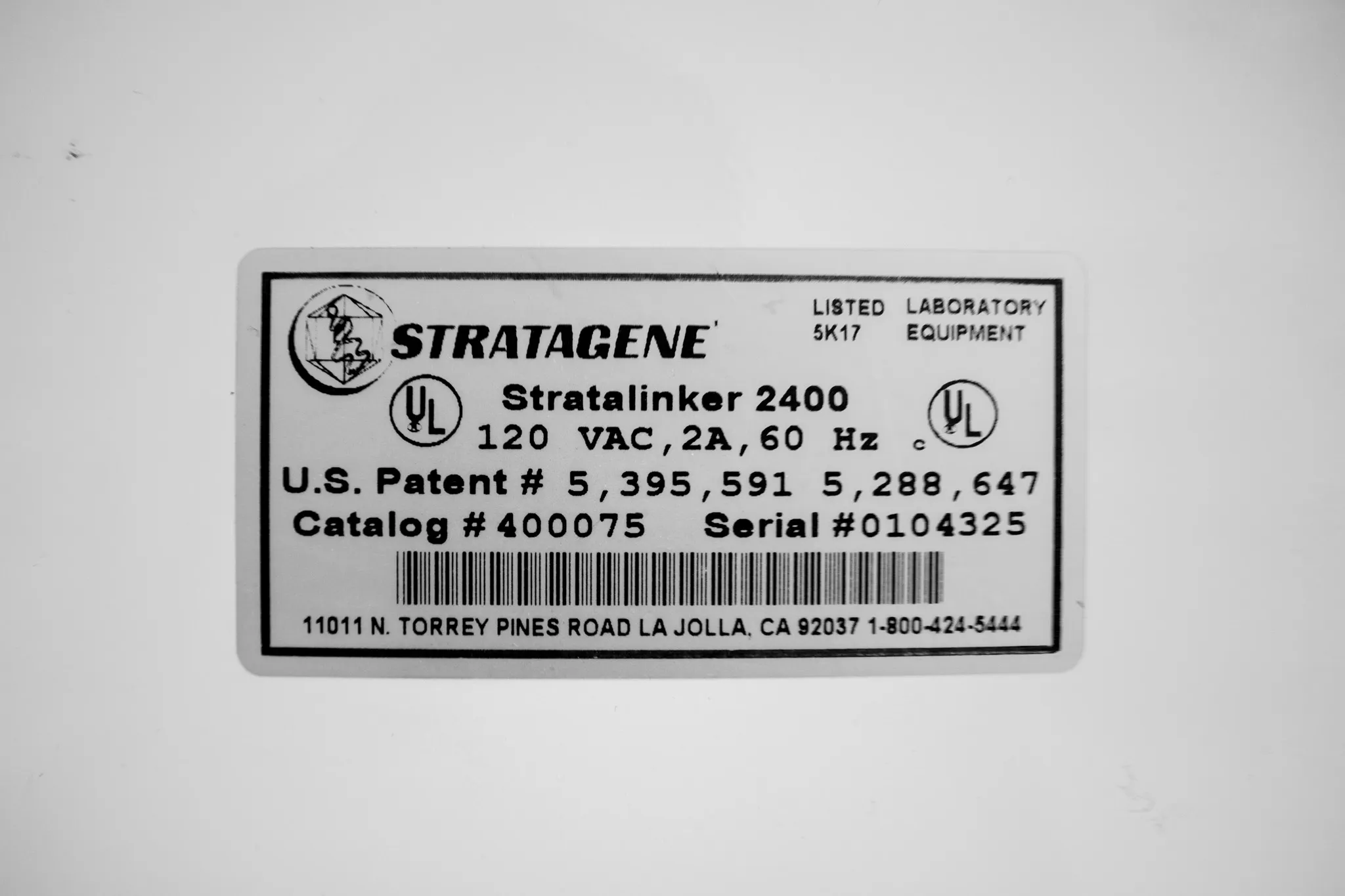 Stratagene UV Strata linker Crosslinker 2400 Molecular Biology