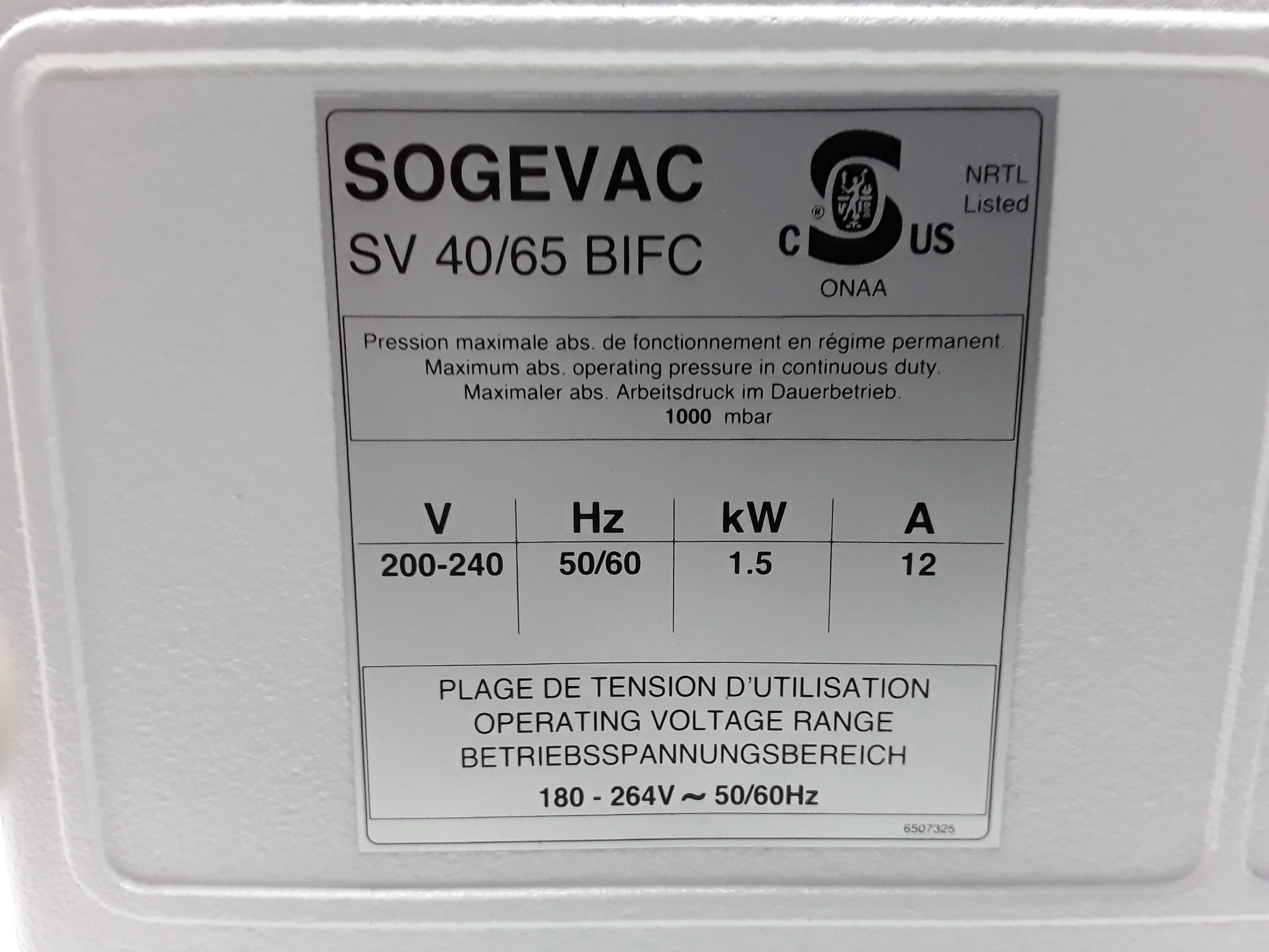 Sogevac SV65 BI FC - Vacuum Pump Class 1