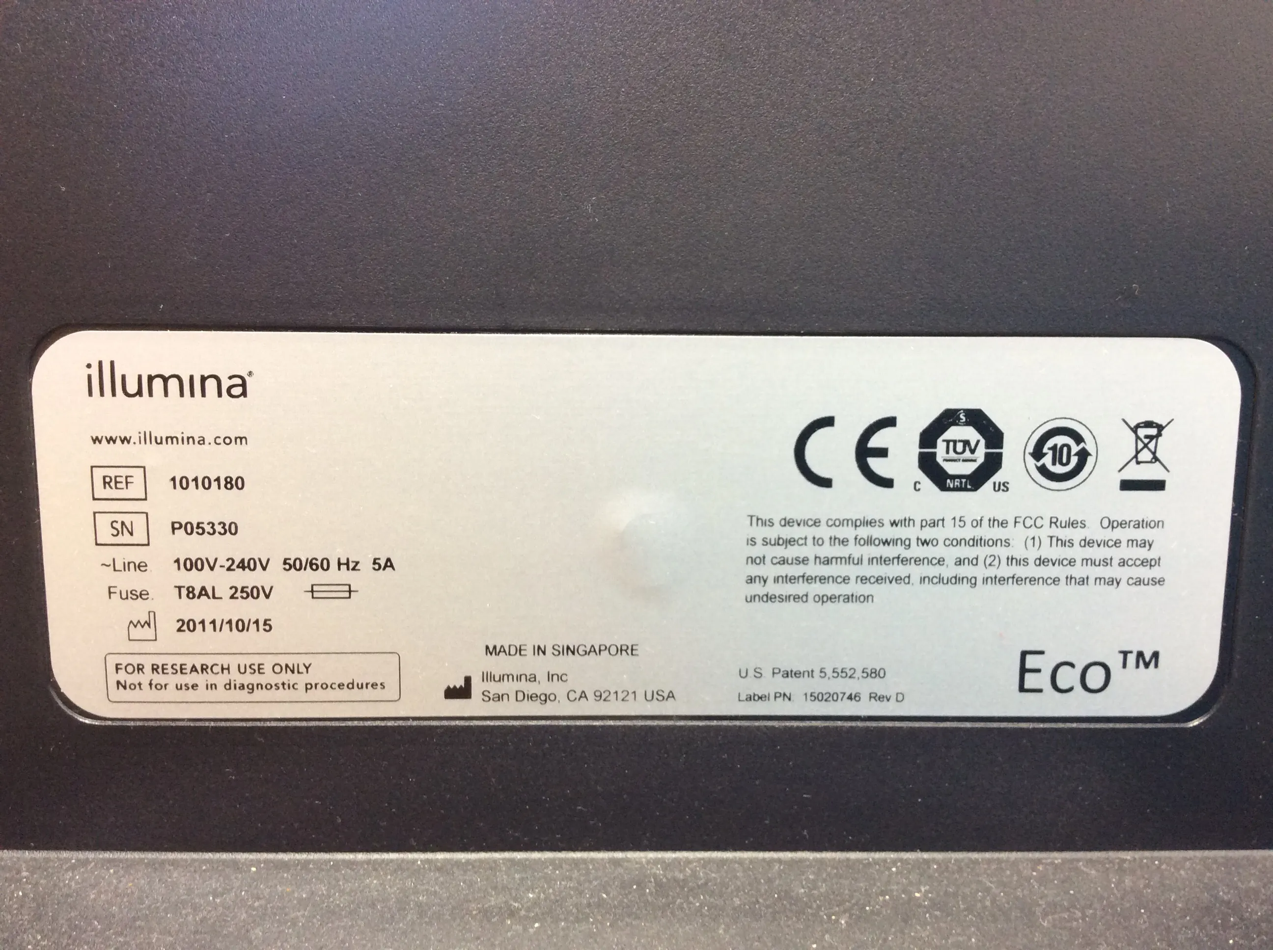 Illumina Eco Real-Time PCR System Class 4 - As-Is