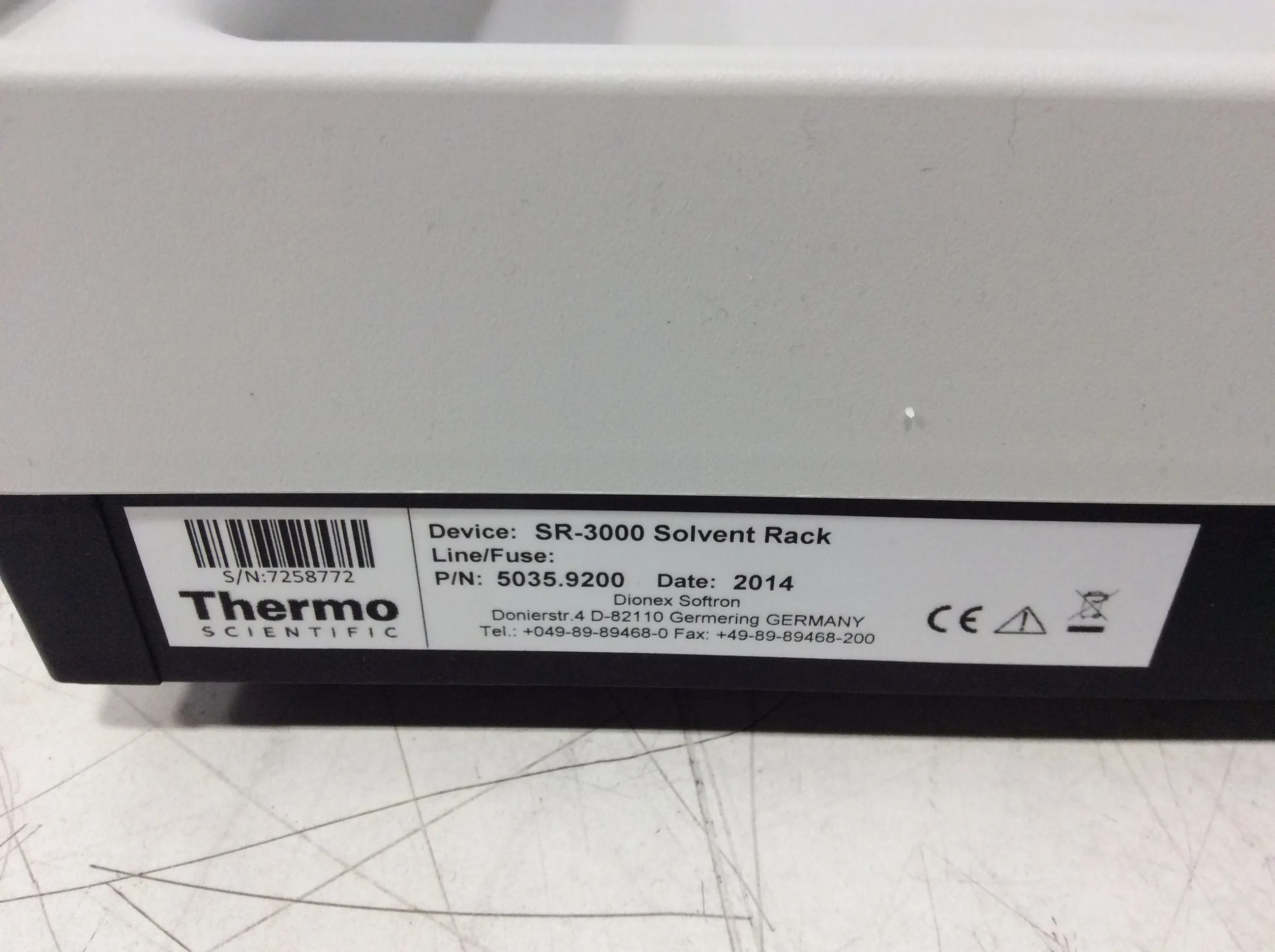 Thermo Fisher UltiMate SR-3000 Solvent Rack 5035.9200 HPLC/FPLC/GC/CE Accessory